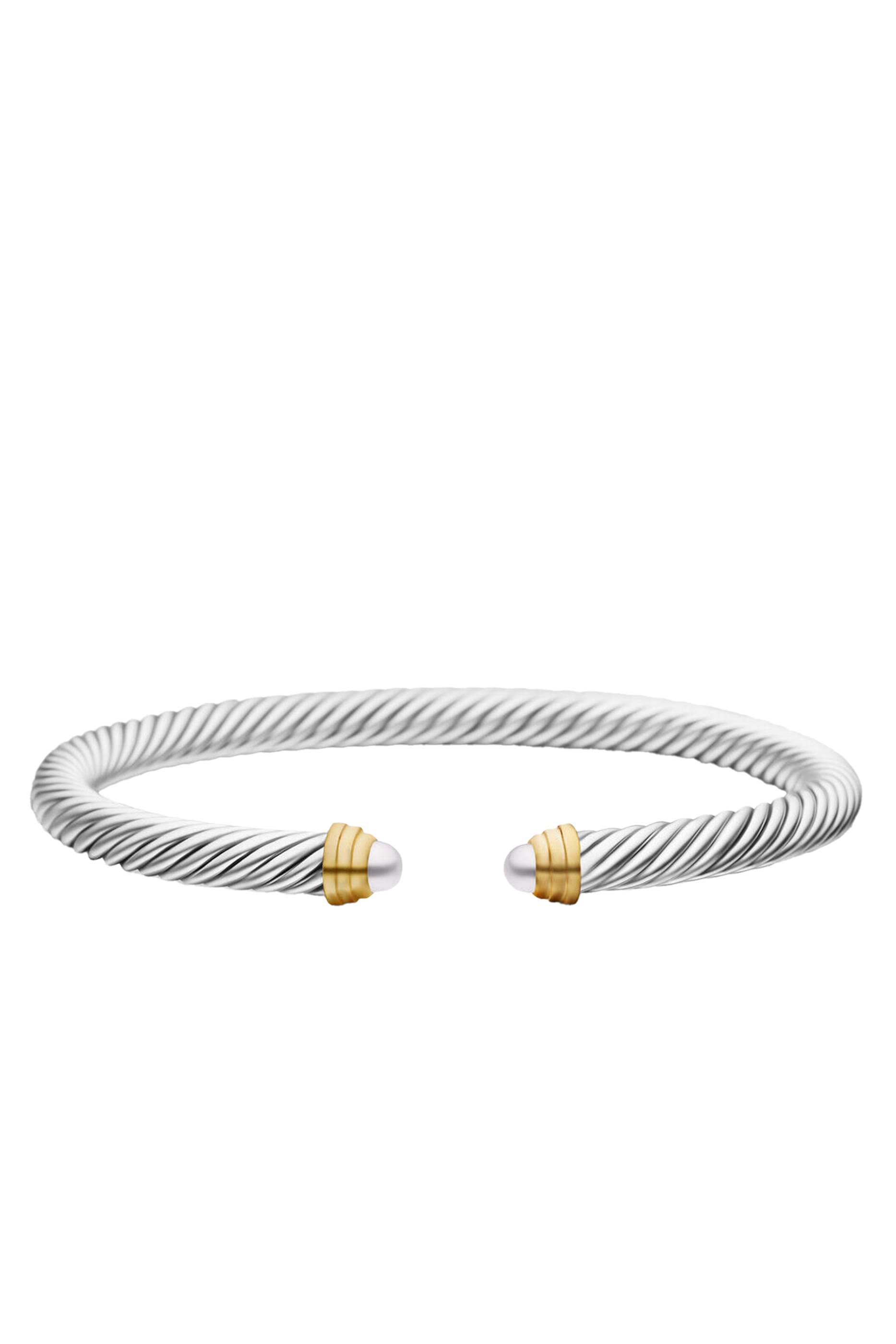 Classic Cable Bracelet, Sterling Silver with 14k Yellow Gold and Pearls