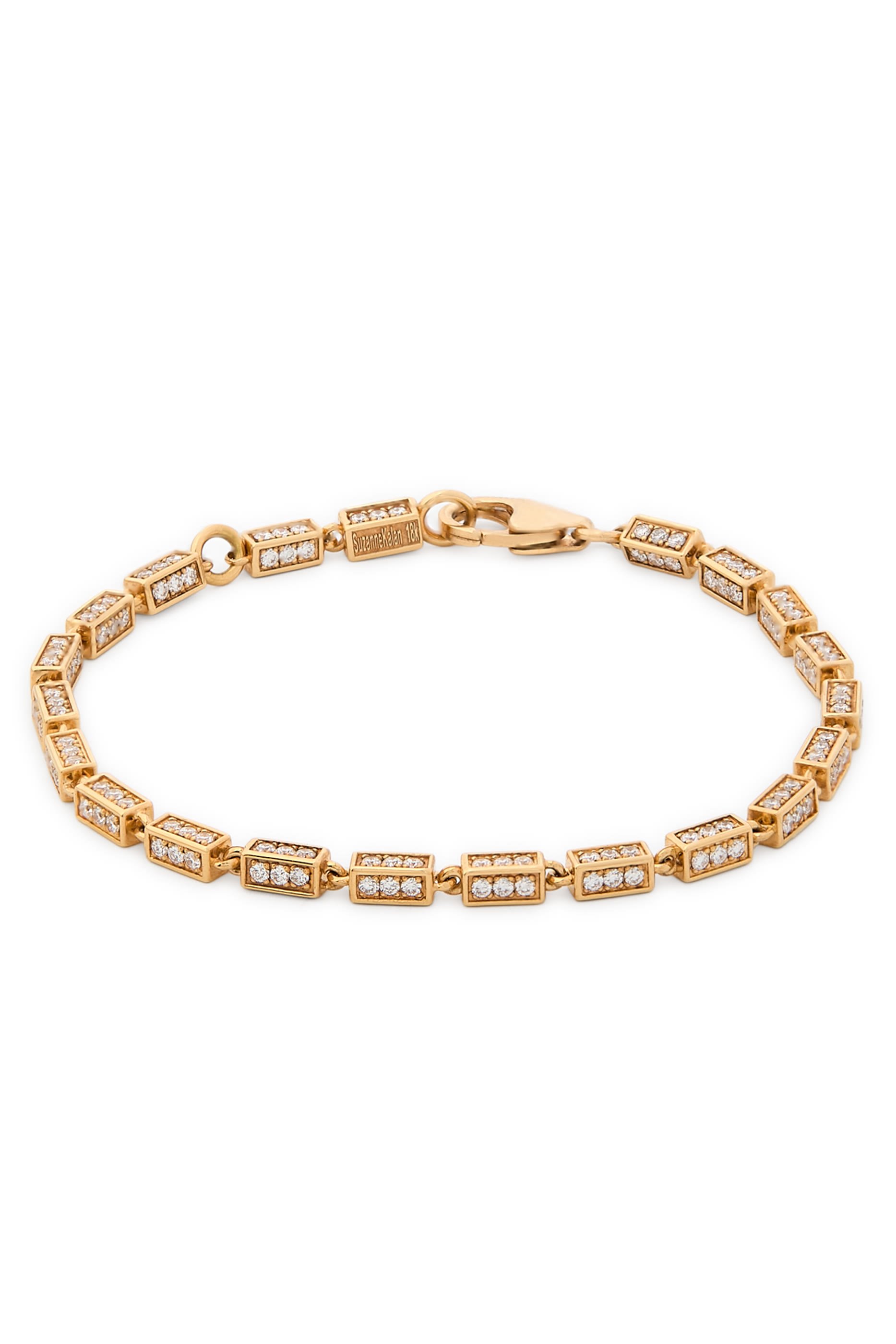 Block-Chain Medium Bracelet, 18k Yellow Gold & Diamonds