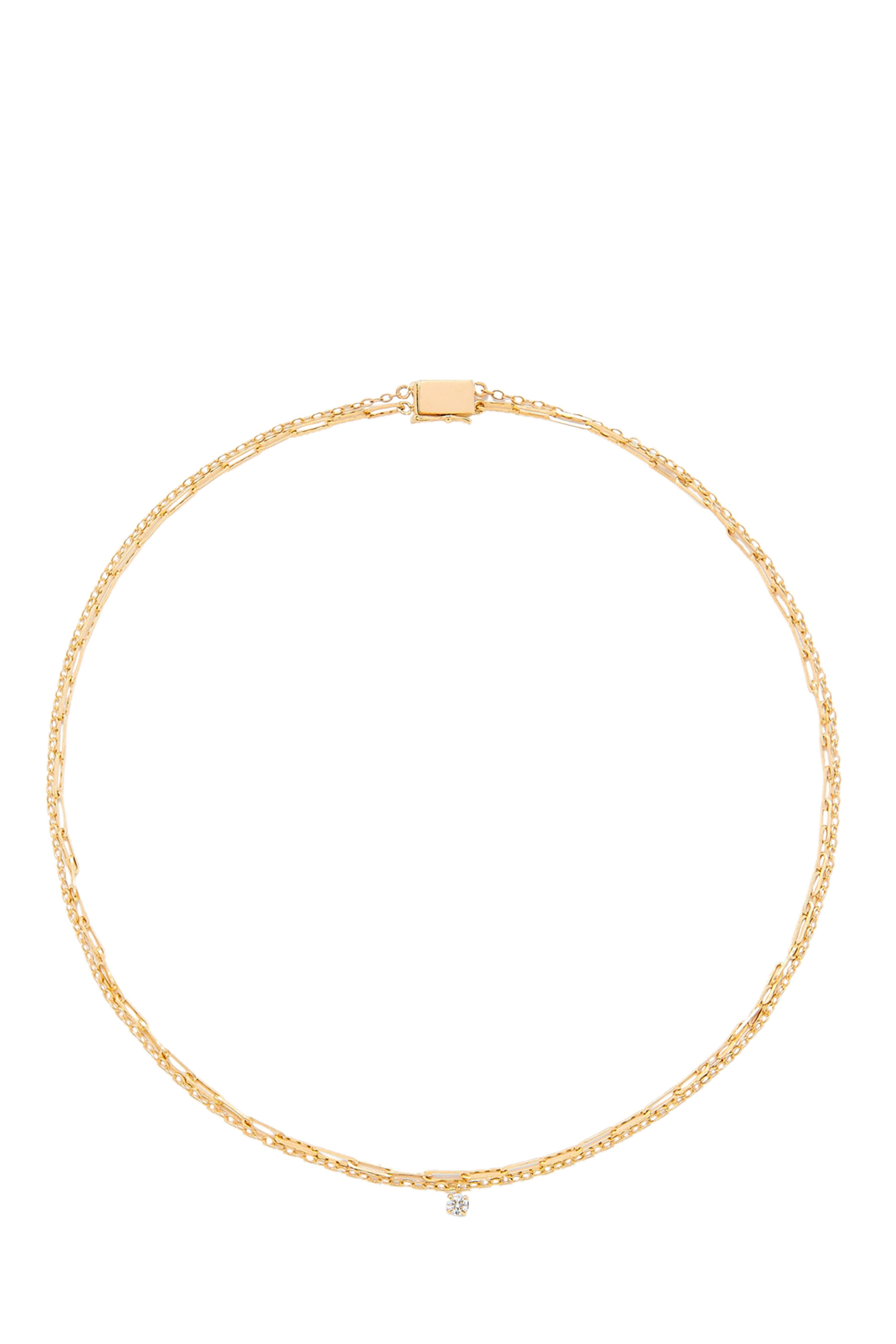 Collier Double Solitaire Necklace, 18k Yellow Gold & Diamond
