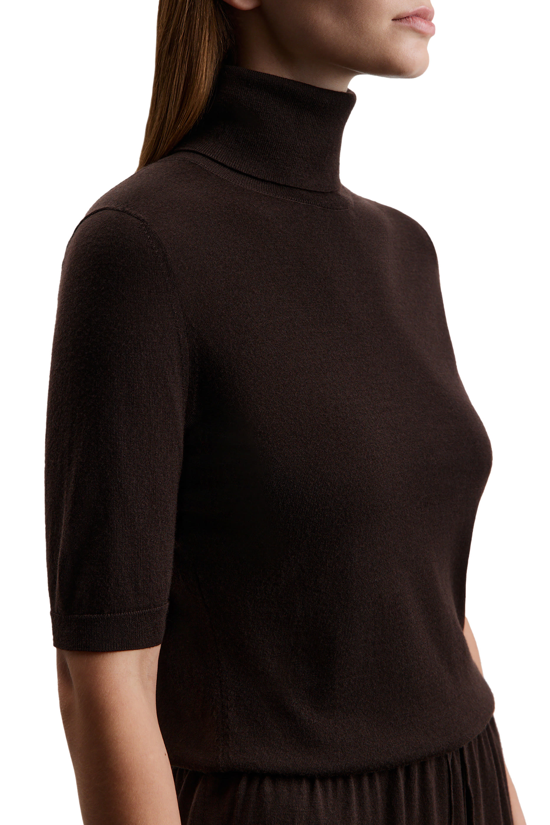 Merino Wool High Neck Wrap Blouse