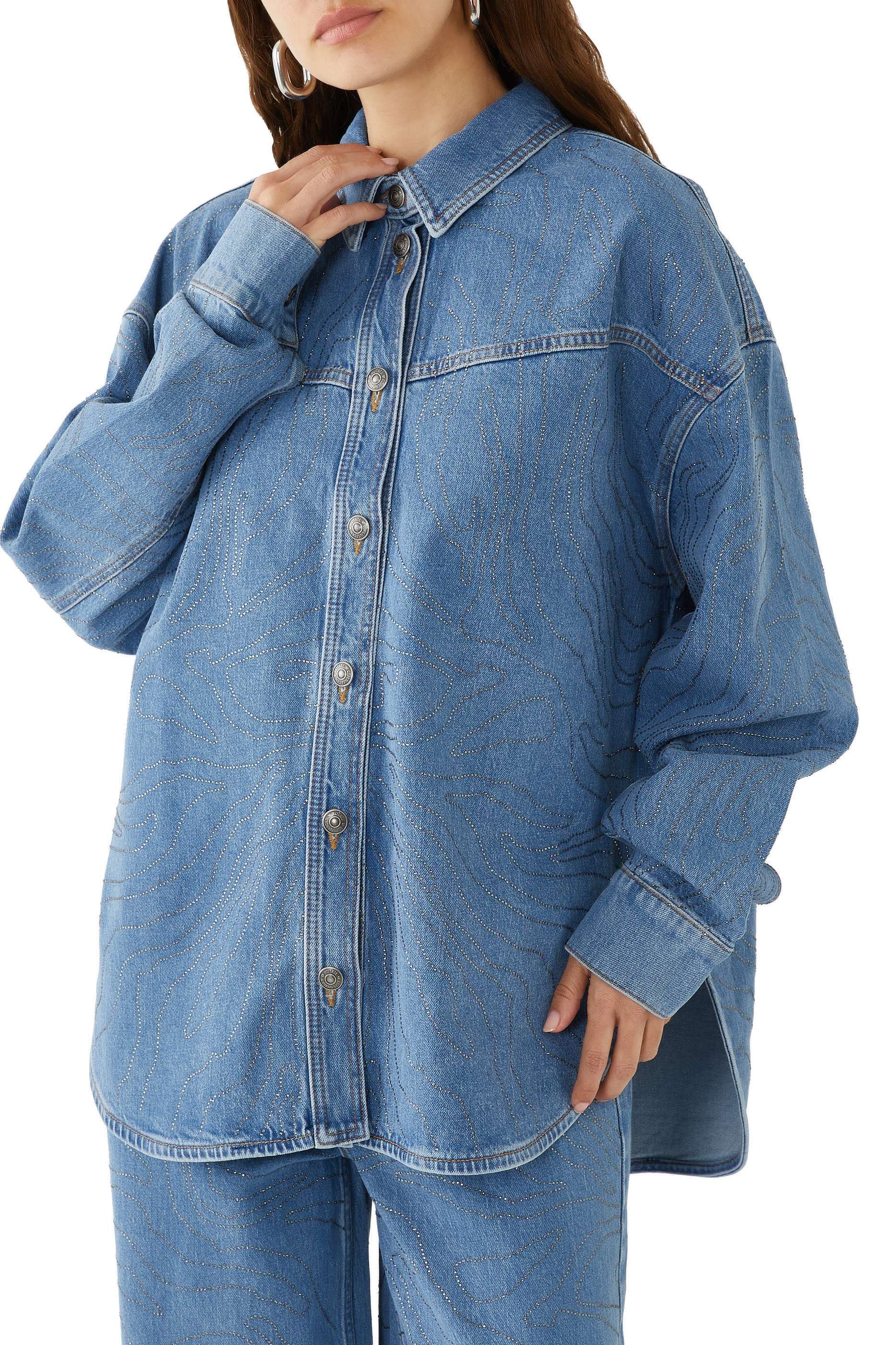 Anni Rhinestone Embellished Denim Shirt