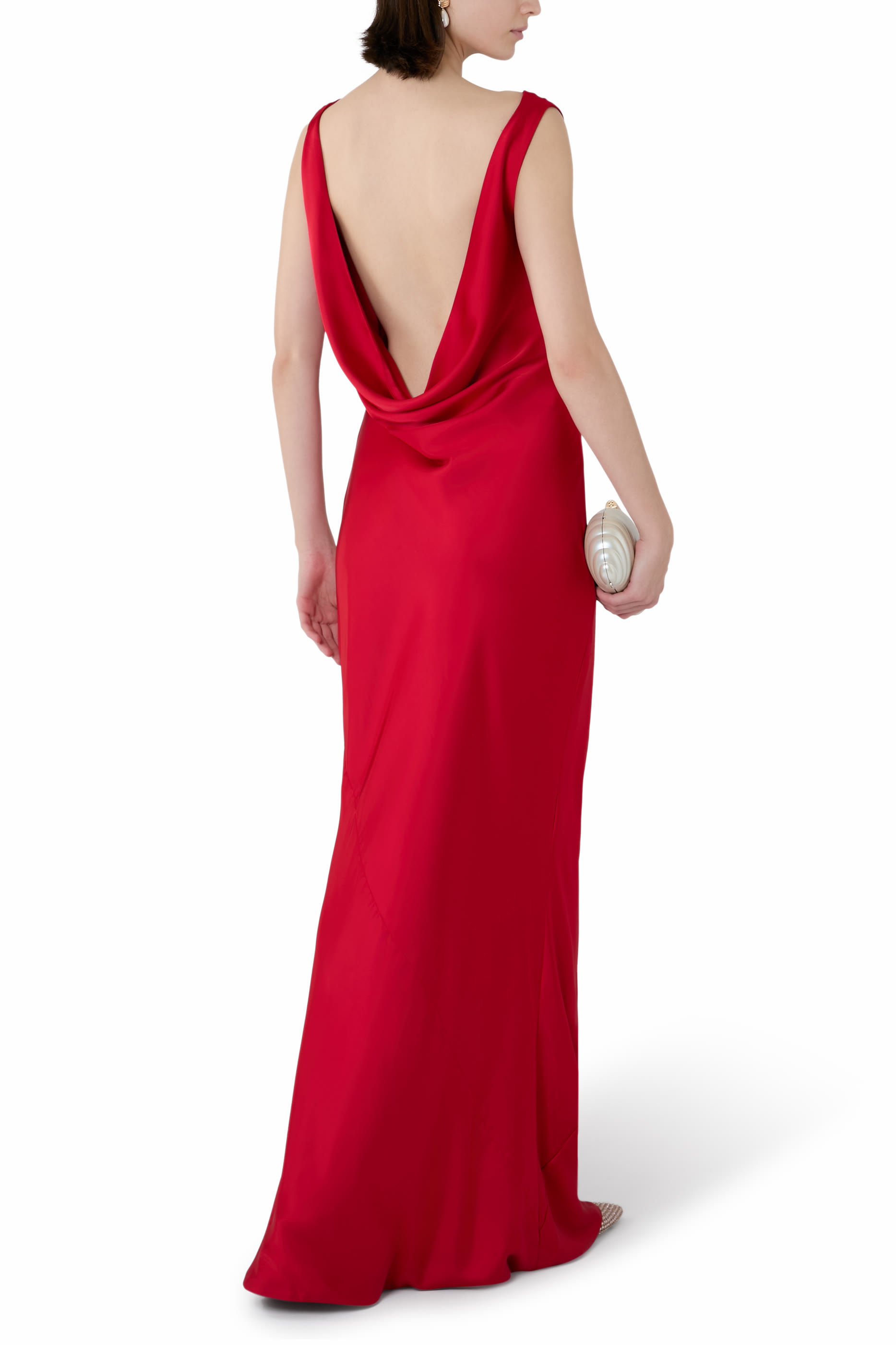 Sleeveless Low-Back Drape Gown