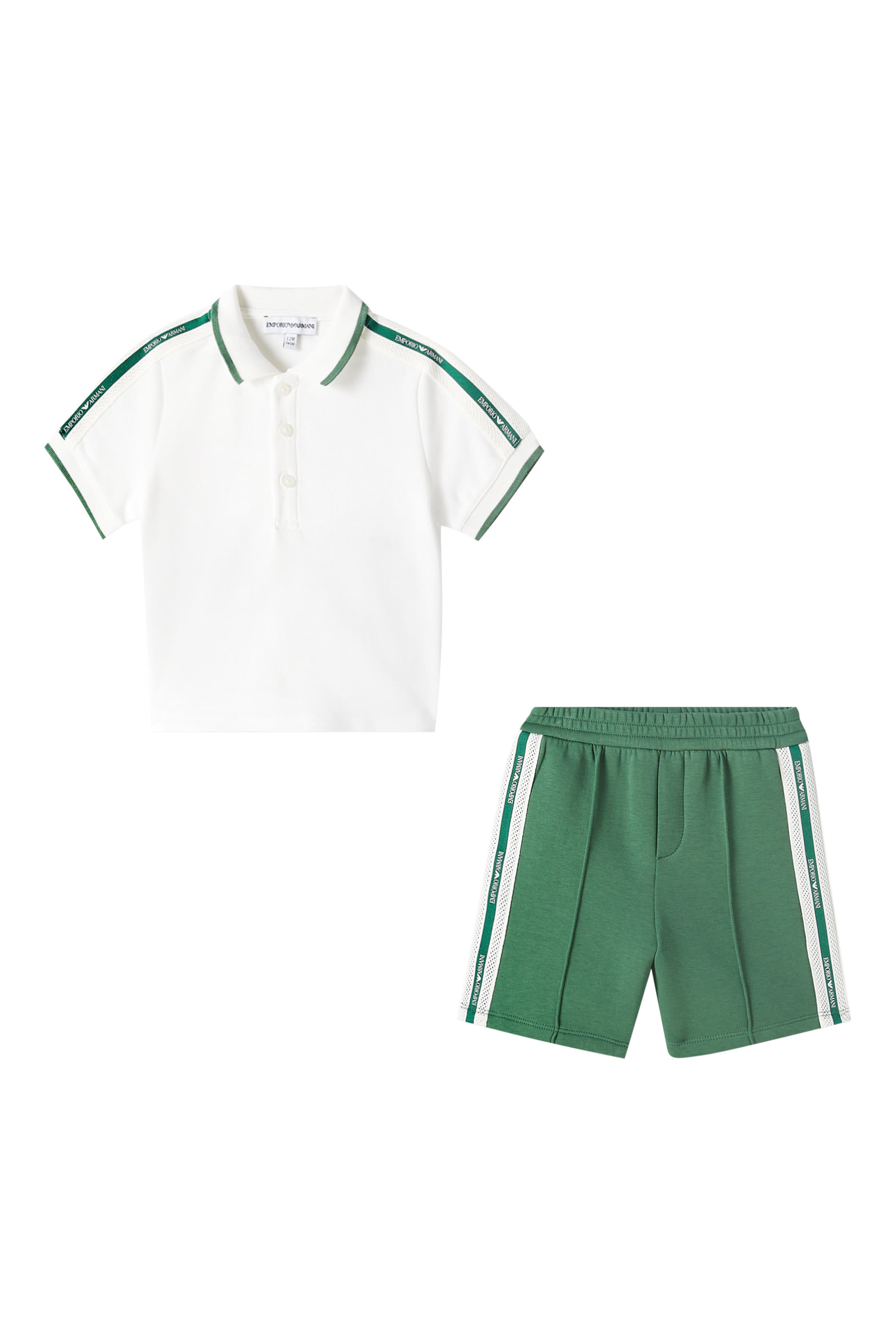 Kids Logo Tape Polo Shirt & Bermuda Shorts Set