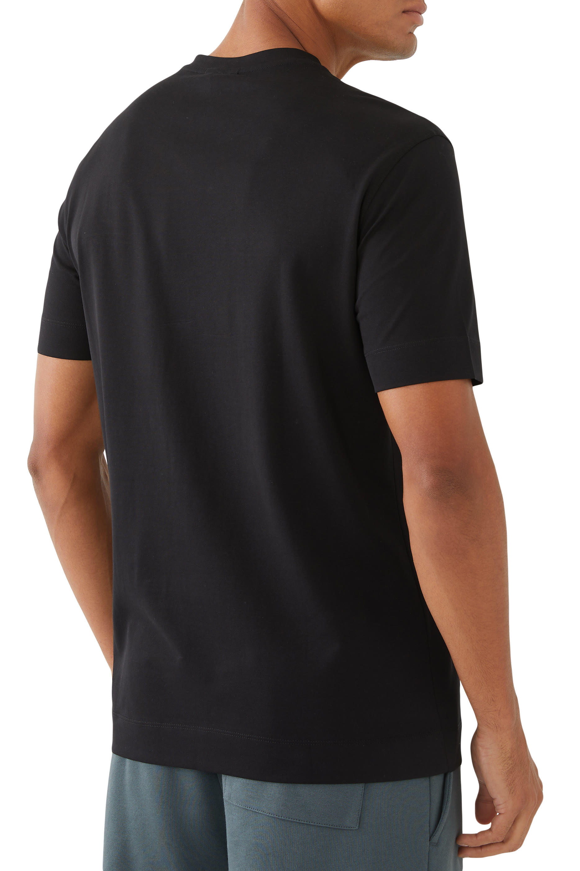 Micro EA Text Logo Embroidered T-Shirt