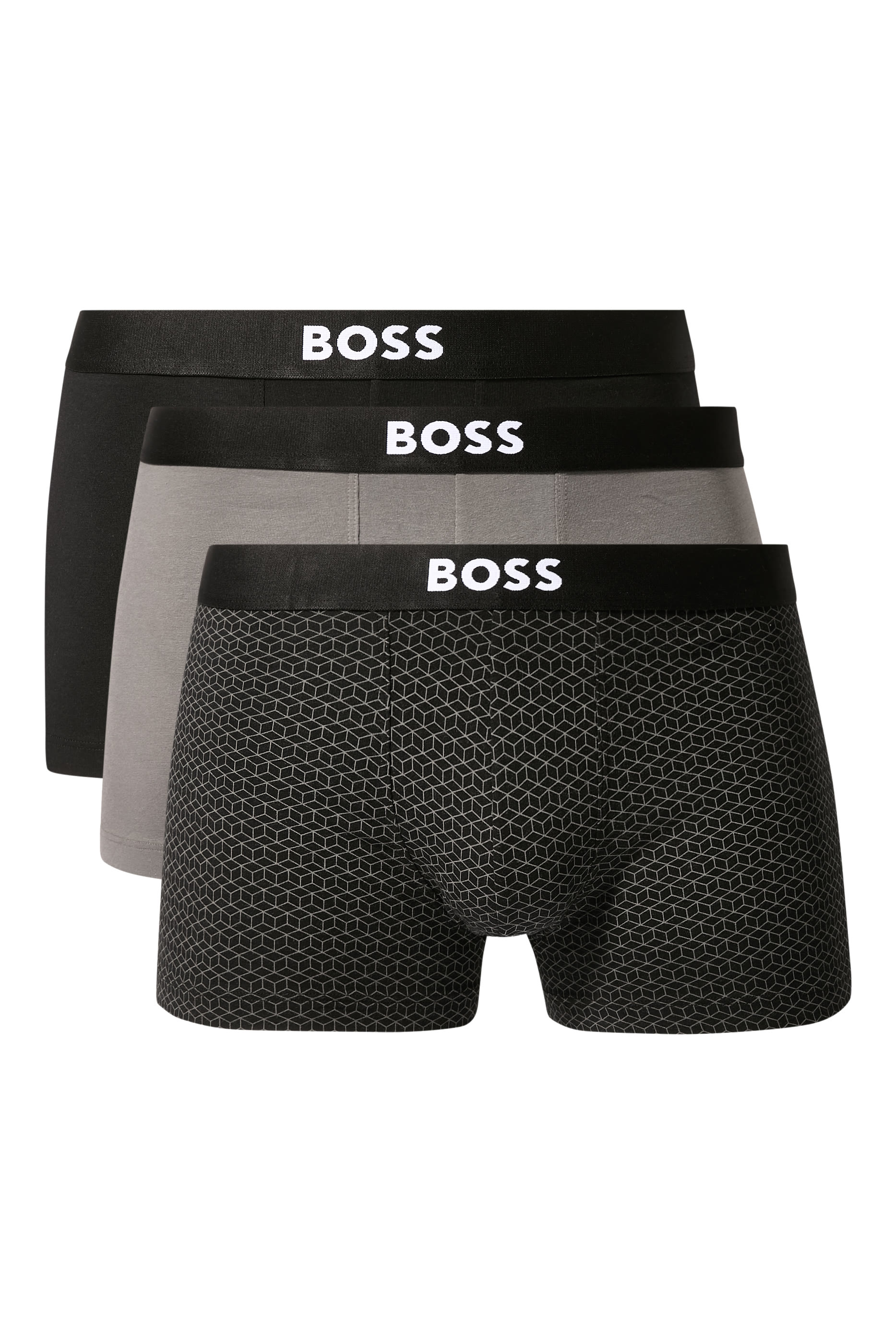 Stretch-Cotton Trunks with Logos, Set of 3