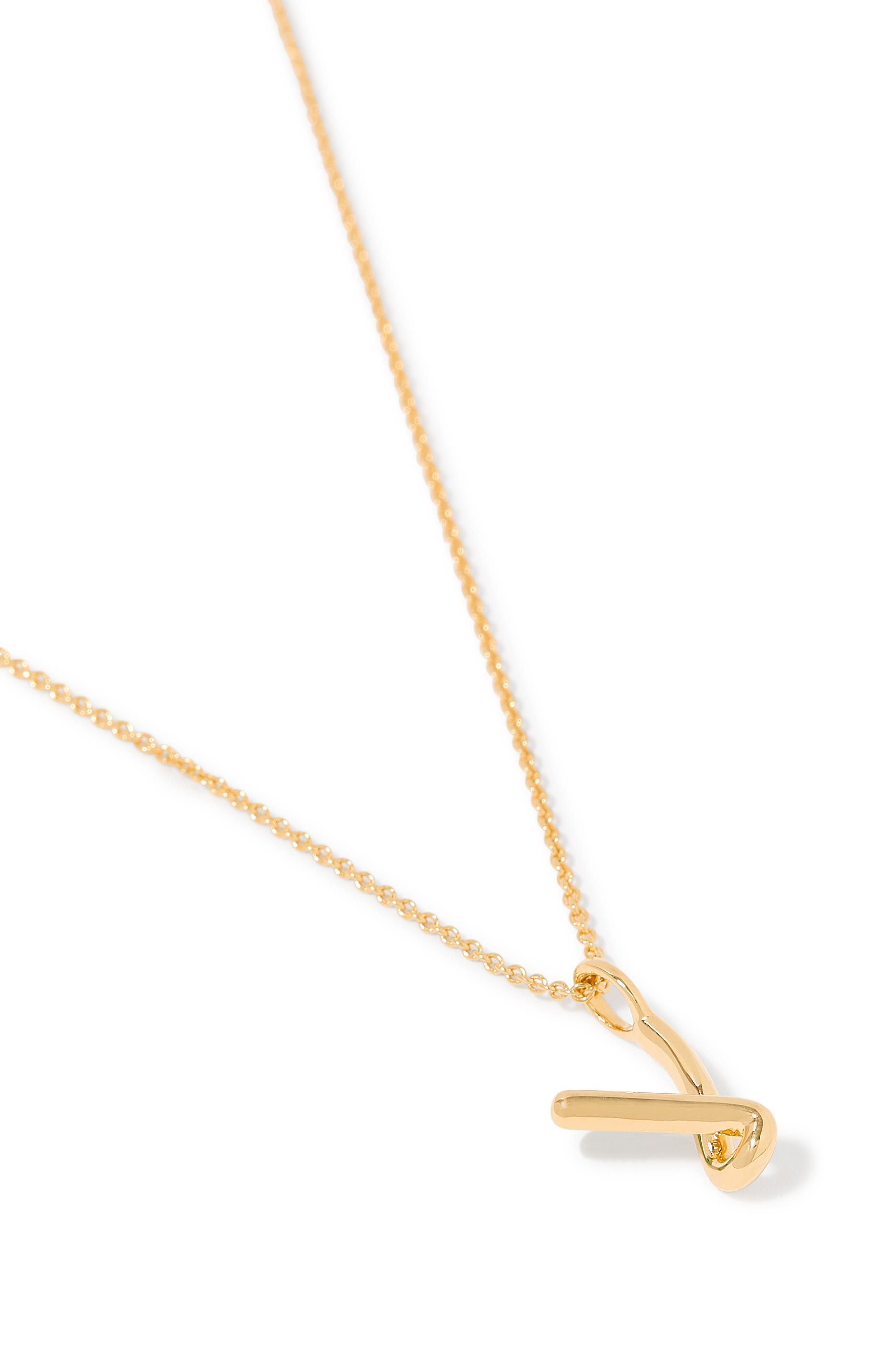 Curly Molten Mini Initial Necklace - V, 18ct Recycled Gold Vermeil on Recycled Sterling Silver
