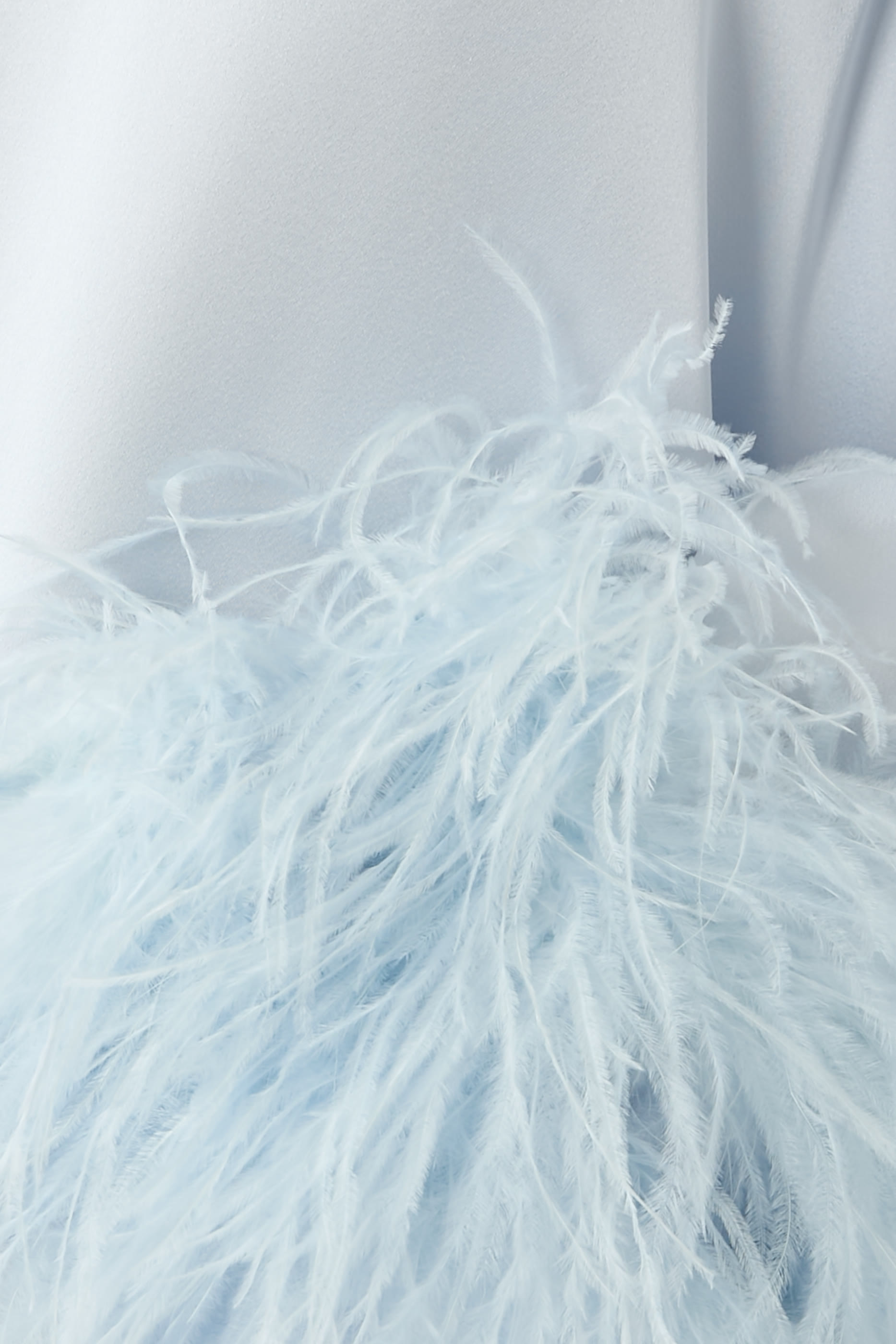 Satin Shift Dress With Feathers