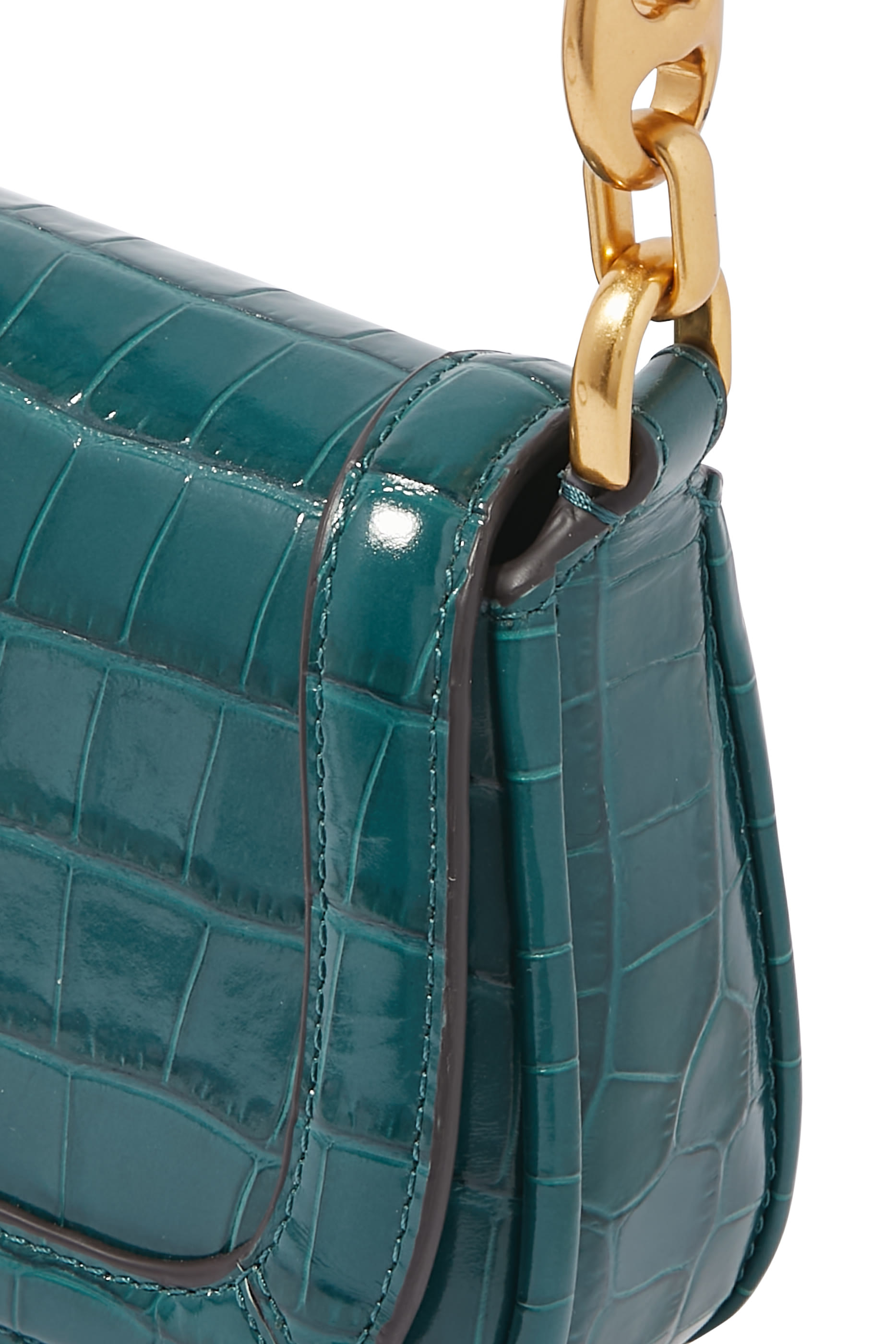 Gramercy Croc-Embossed Small Flap Shoulder Bag