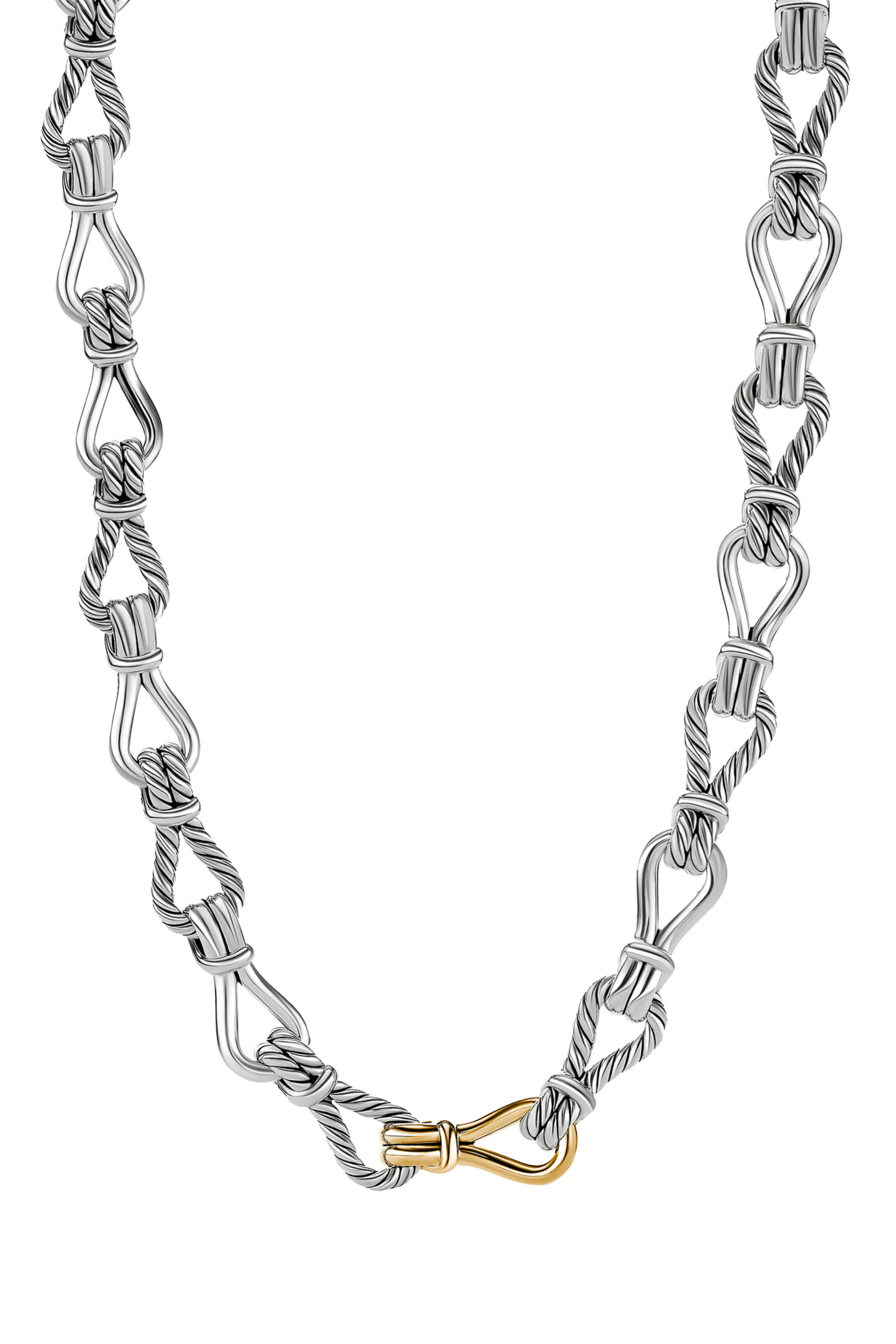 Thoroughbred Loop 18in Chain Link Necklace, 18k Yellow Gold & Sterling Silver