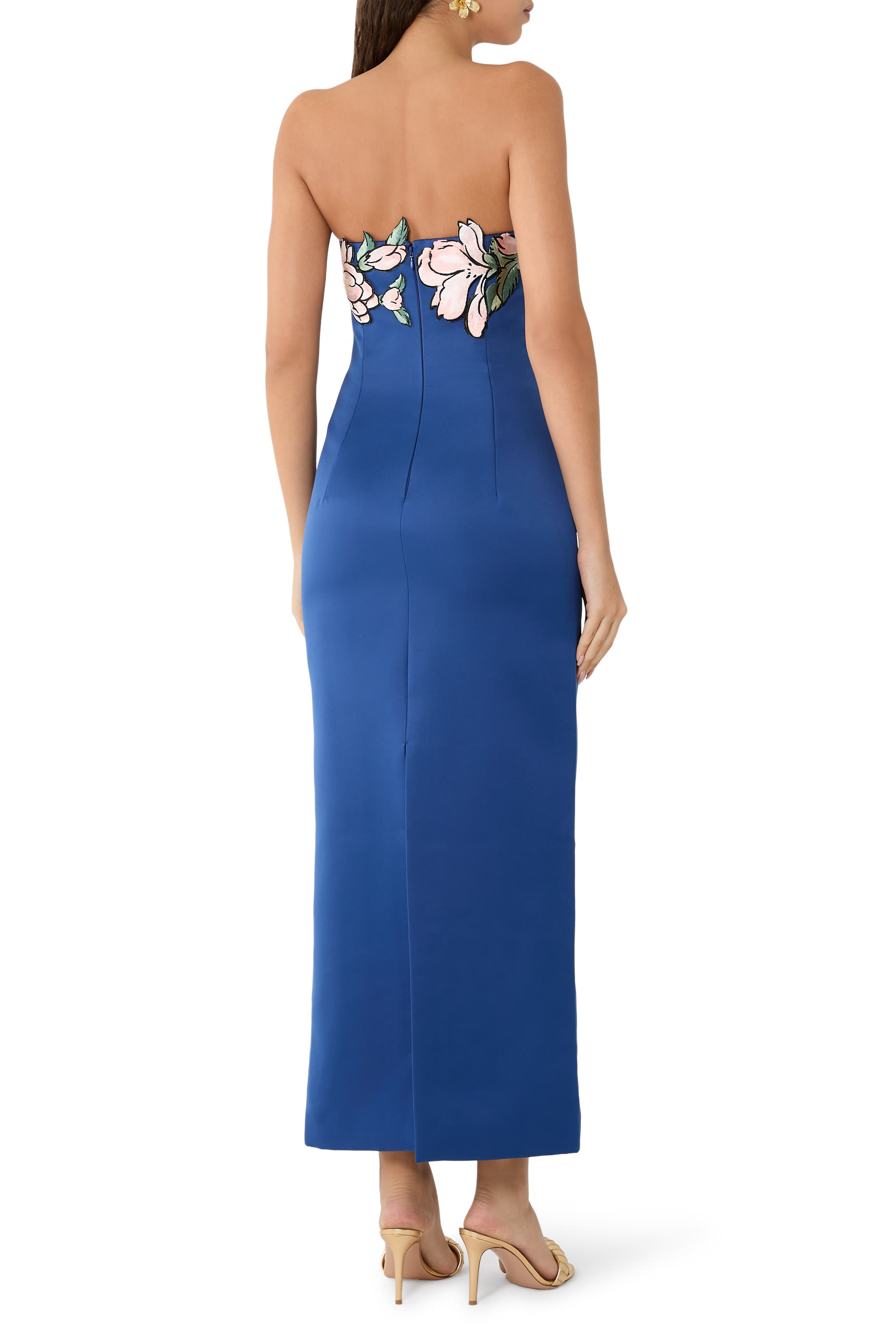 Ava Appliqué Floral Bustier Maxi Dress