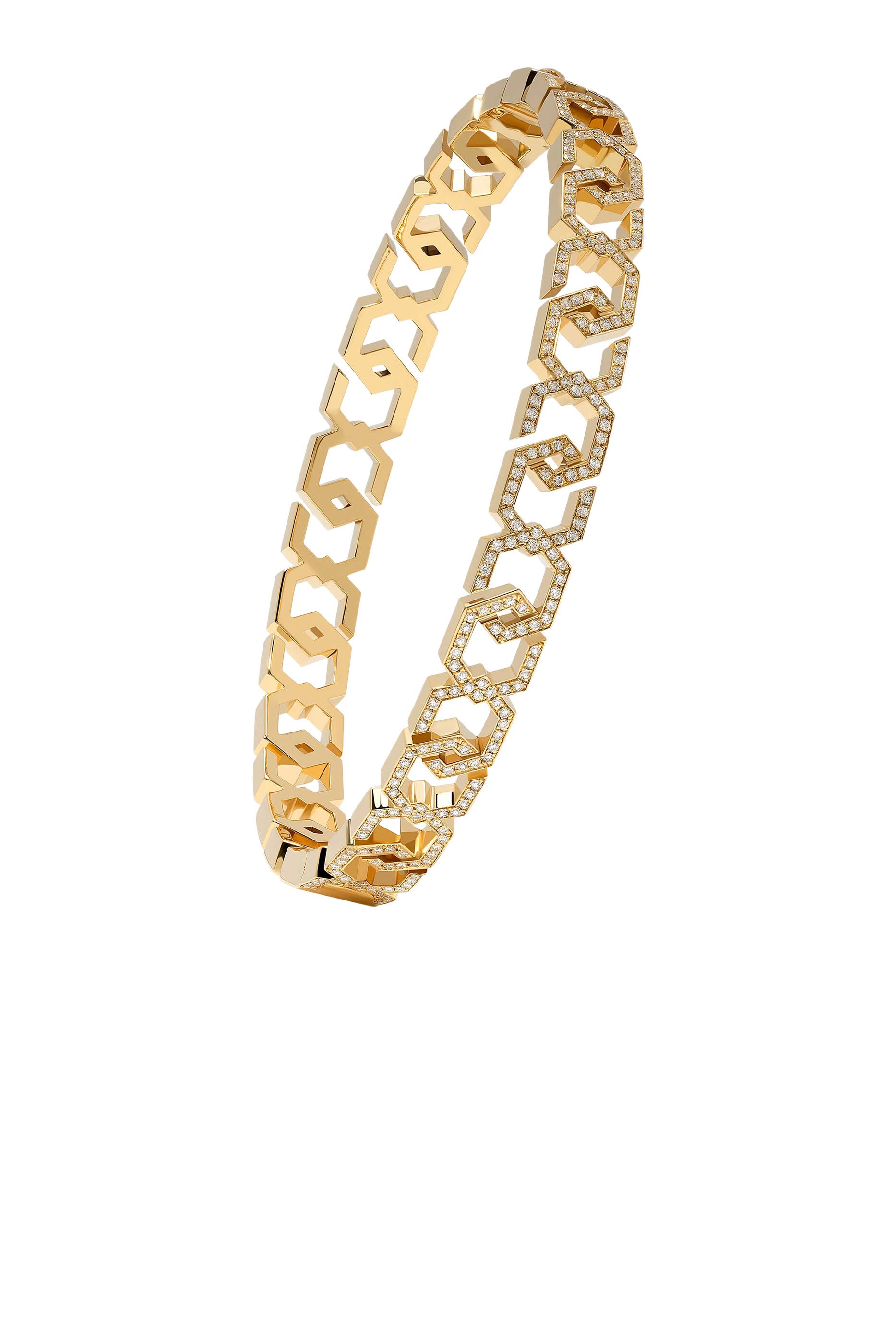 Infinity Bangle, 18k Yellow Gold & Diamonds