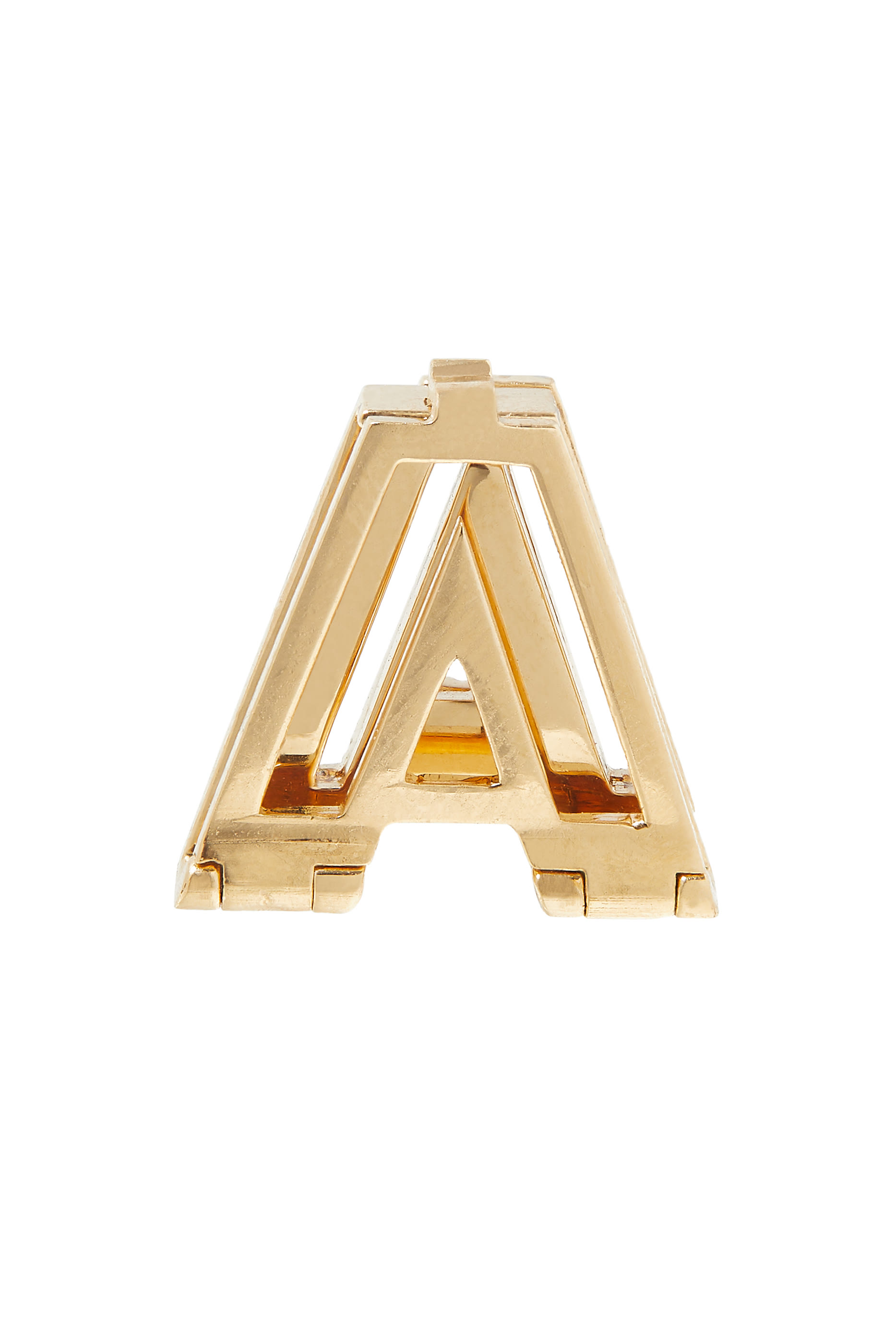 Letter A Charm, 18k Yellow Gold with Blue Enamel & Diamonds