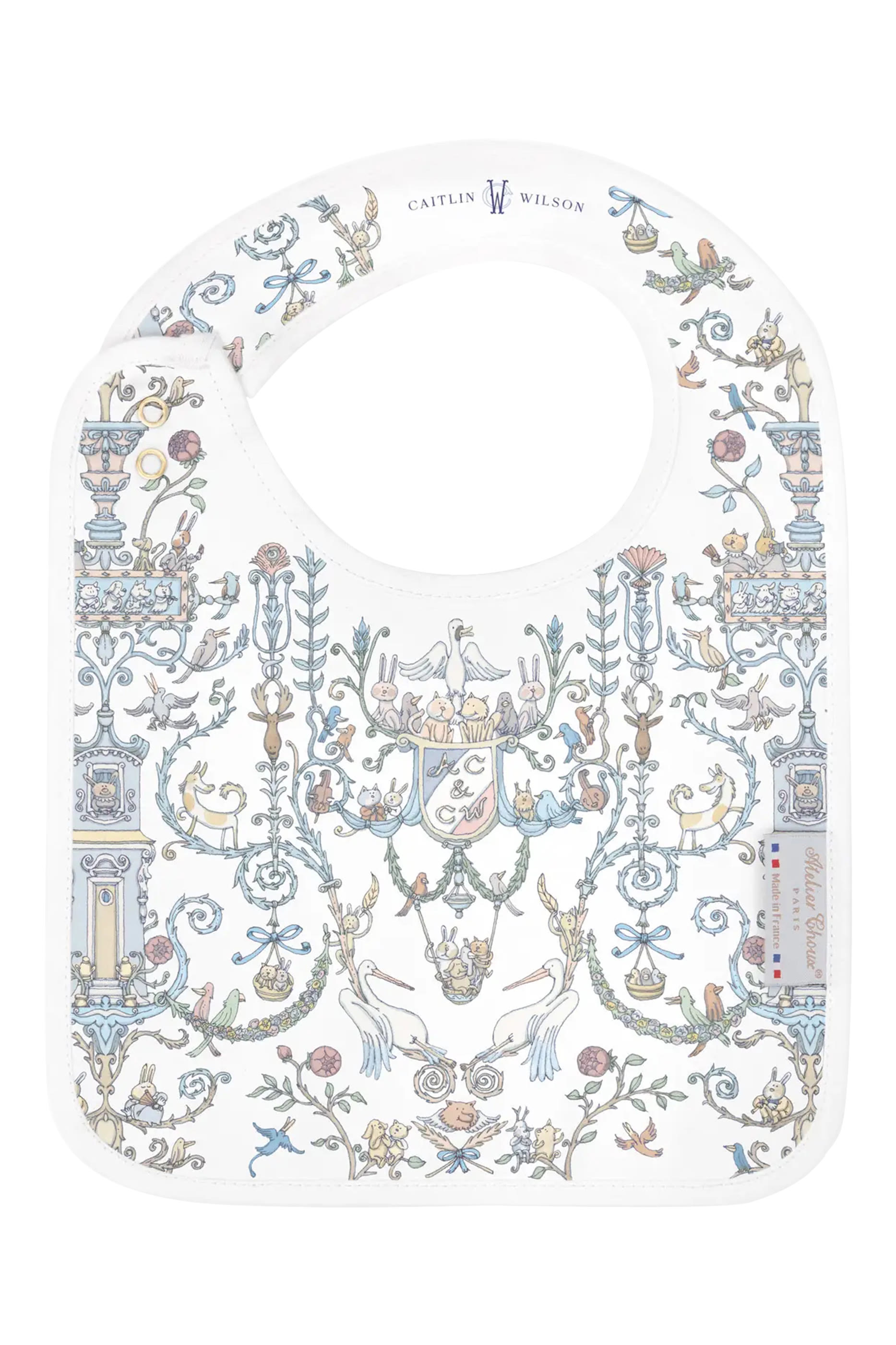 Kids Toile de Jouy Carr&eacute; & Satin Bib Set