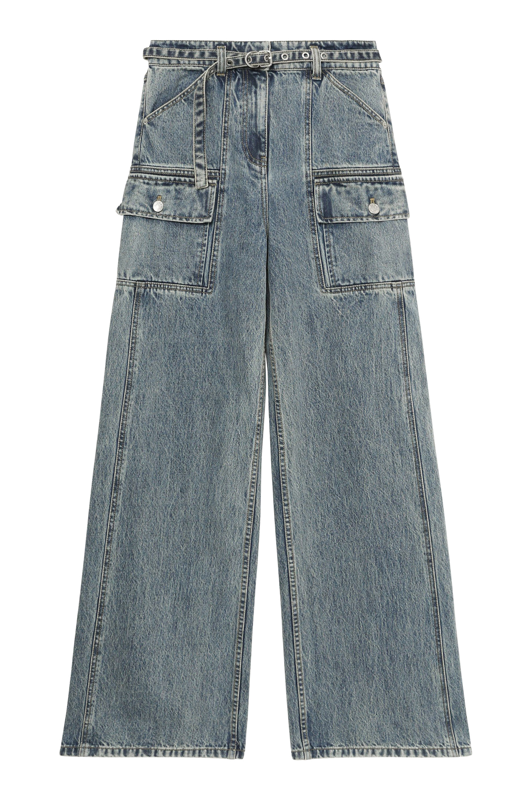 Cargo Wide Leg Belted Jeans