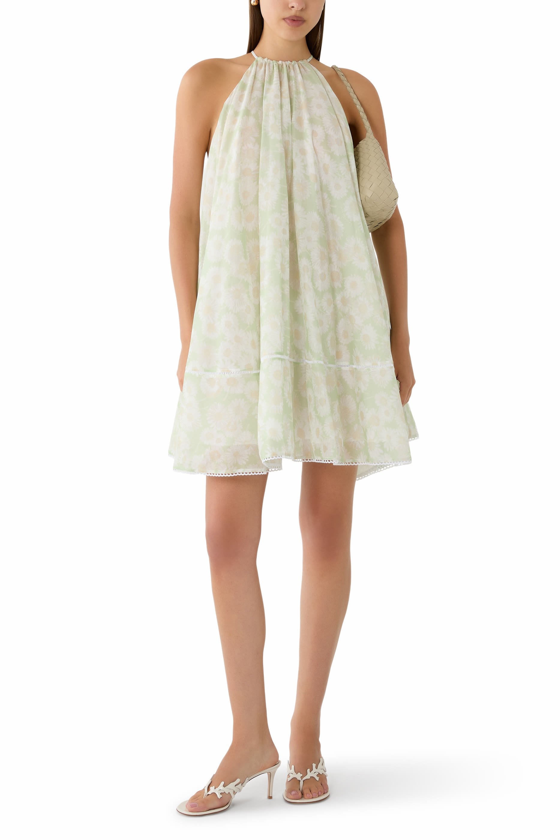 Daisy Print Halterneck Mini Dress