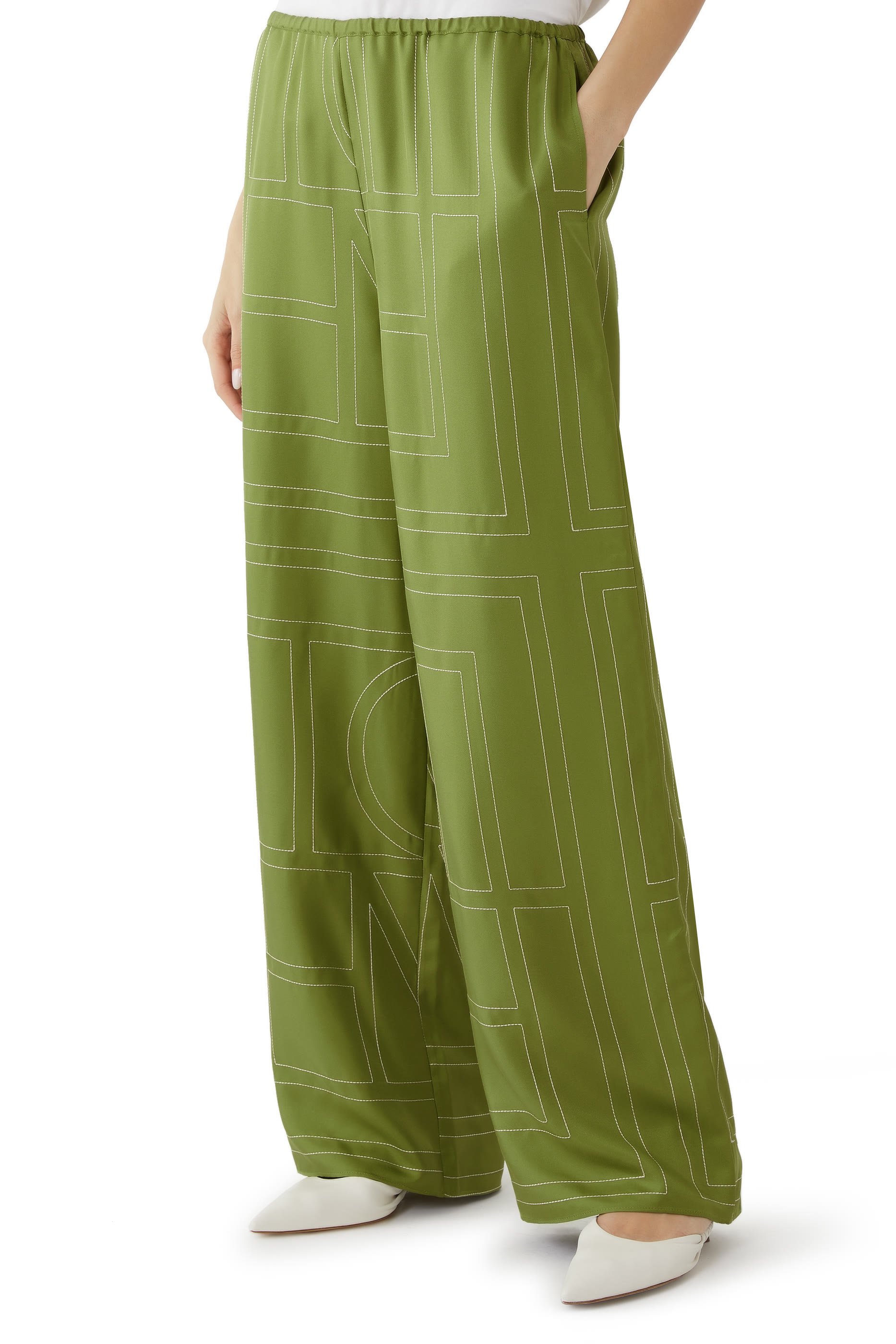 Monogram Silk Pajama Bottoms
