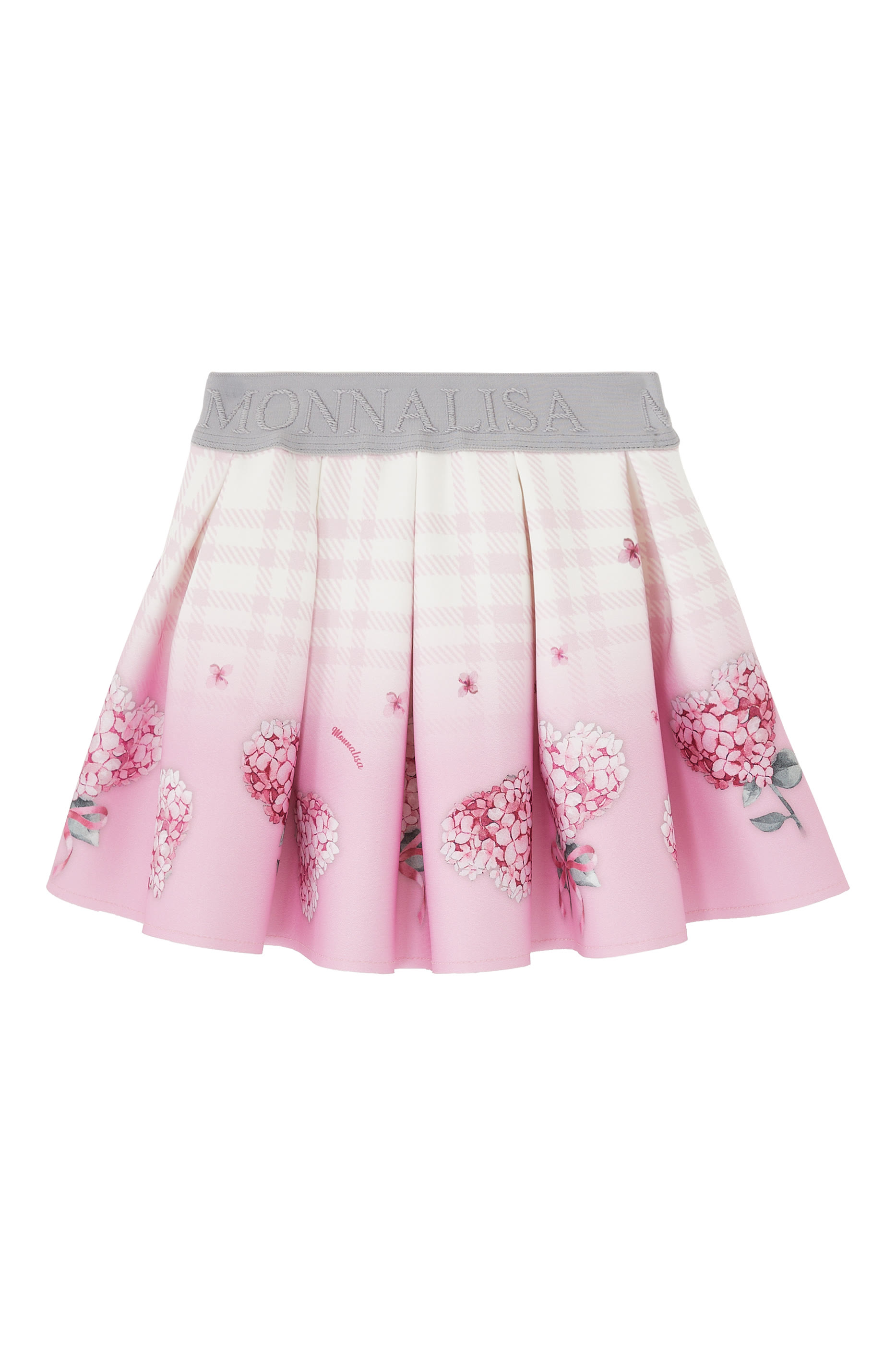Kids Rose-Print Pleated Skirt in Neoprene