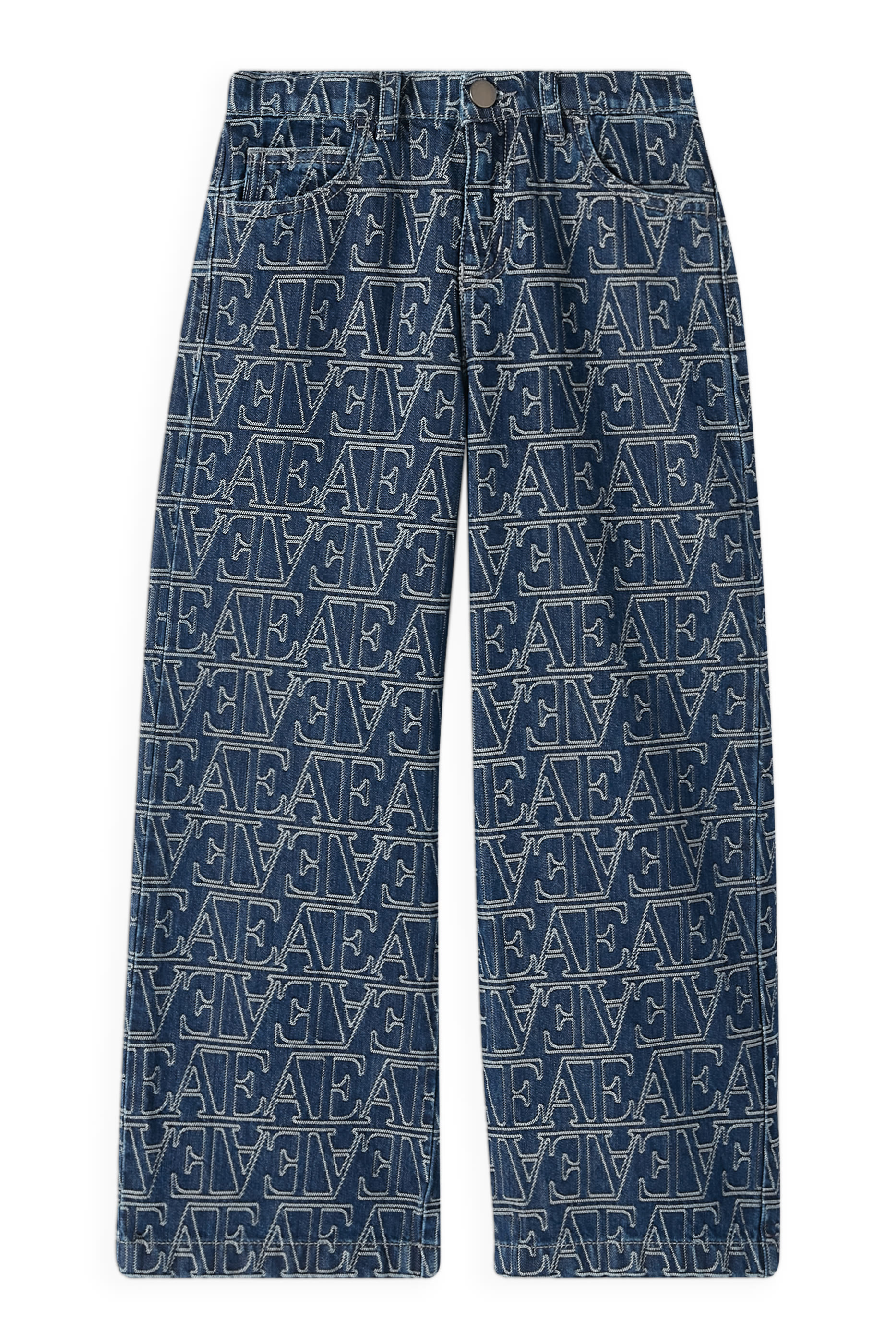 Kids Monogram Wide-Leg Denim Jeans
