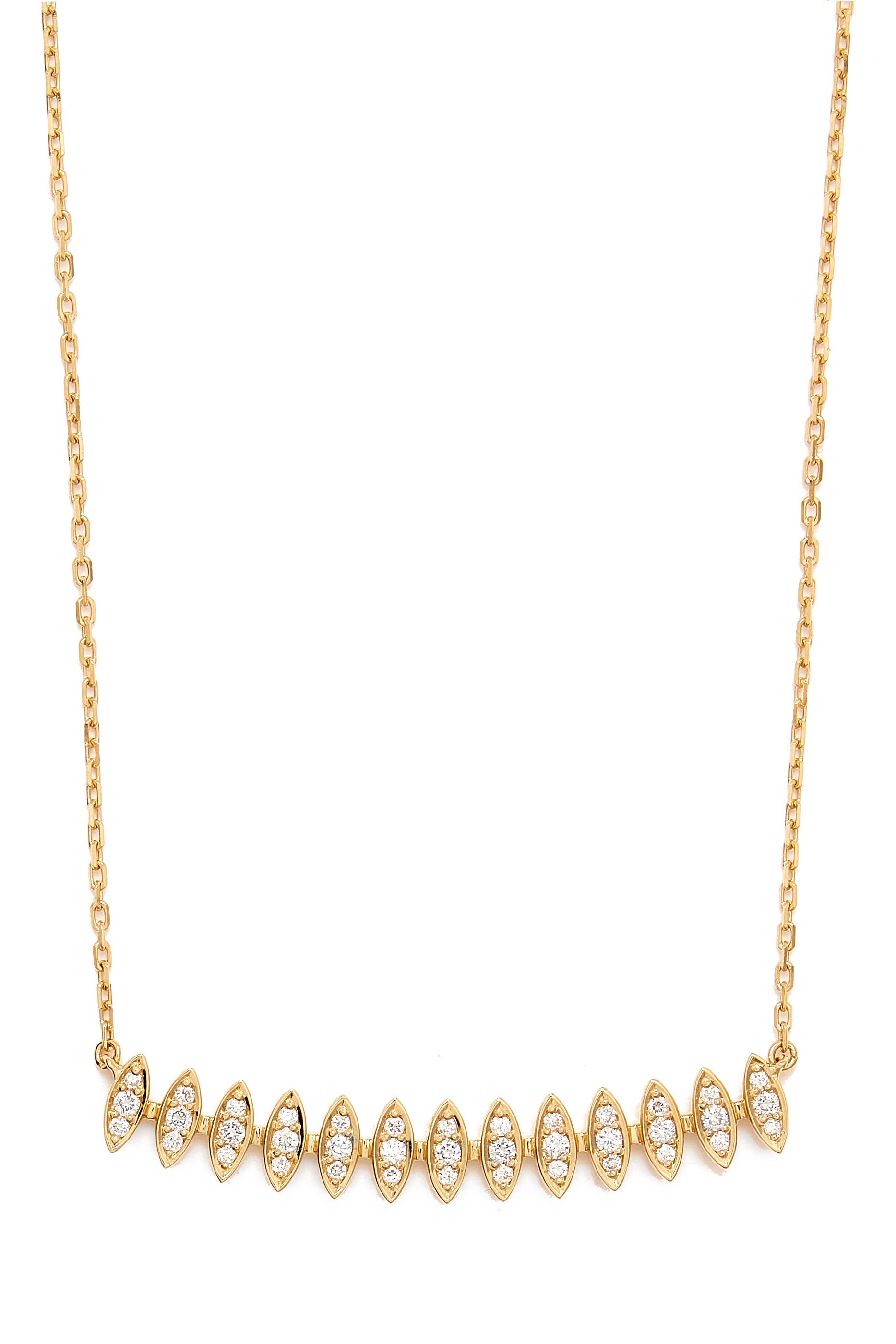 Barq Marquise Small Necklace, 18K Yellow Gold & Diamonds