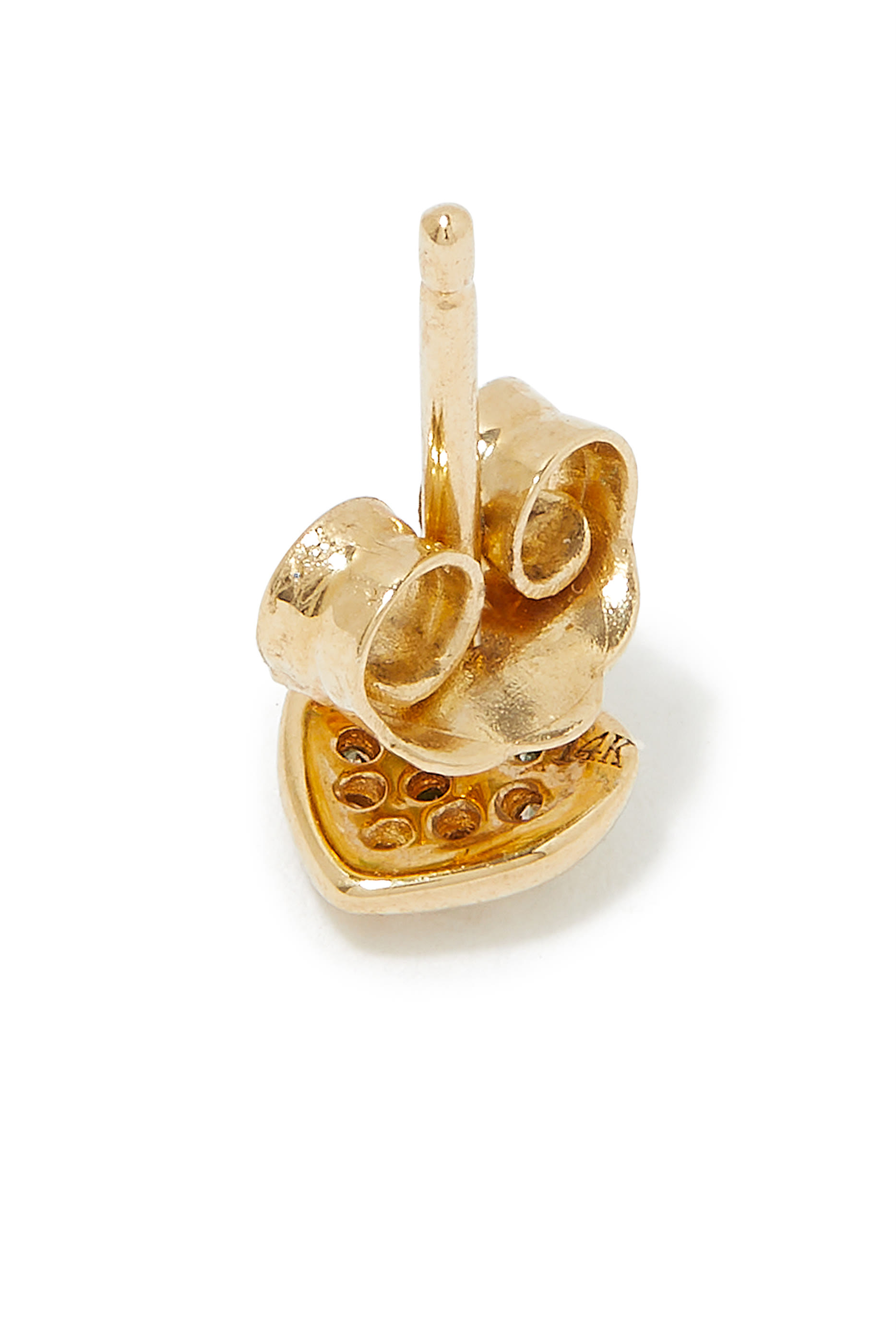 Tiny Heart Single Stud Earring, 14k Yellow Gold & Diamonds