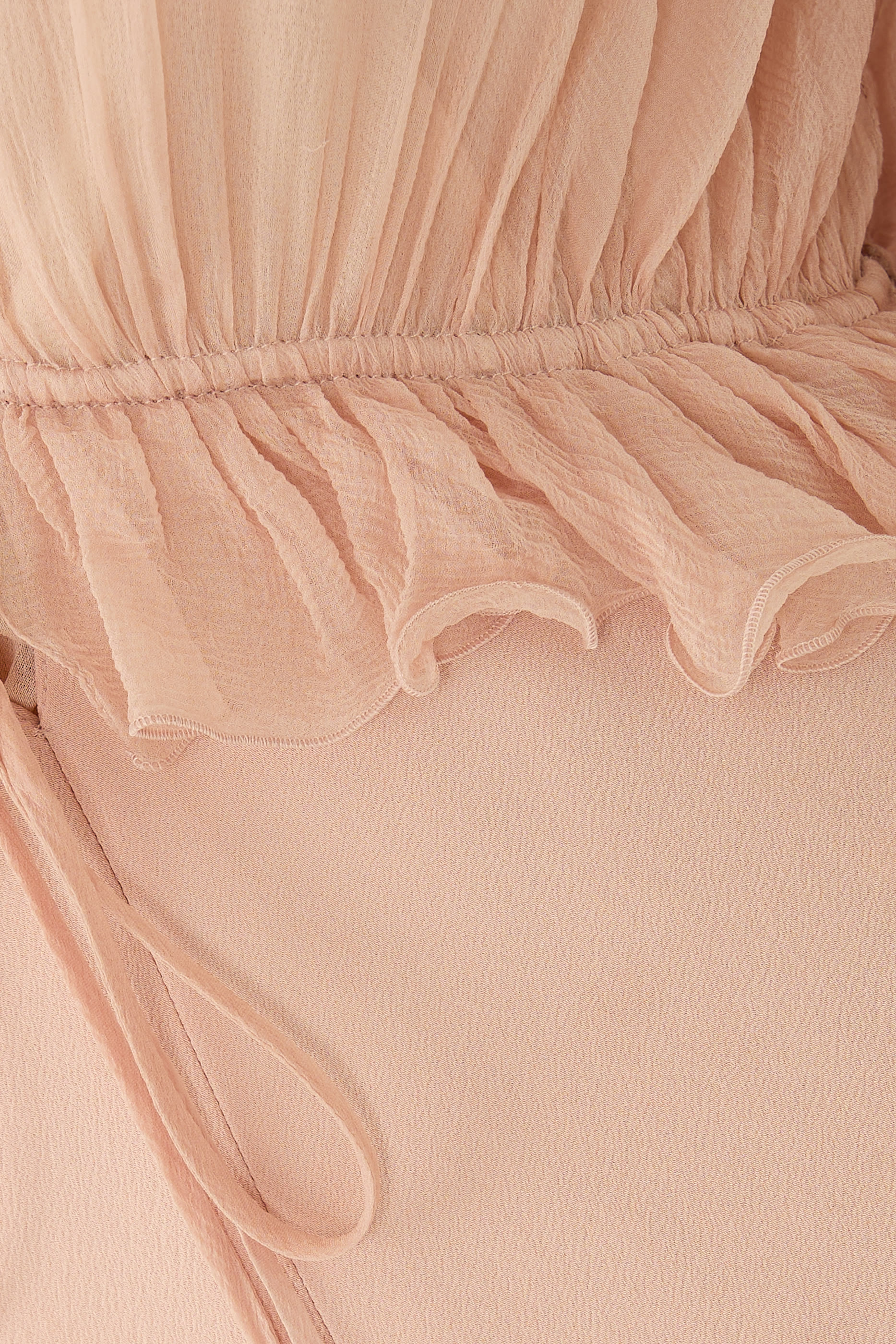 V-Neck Long Dress in Crêpe Satin