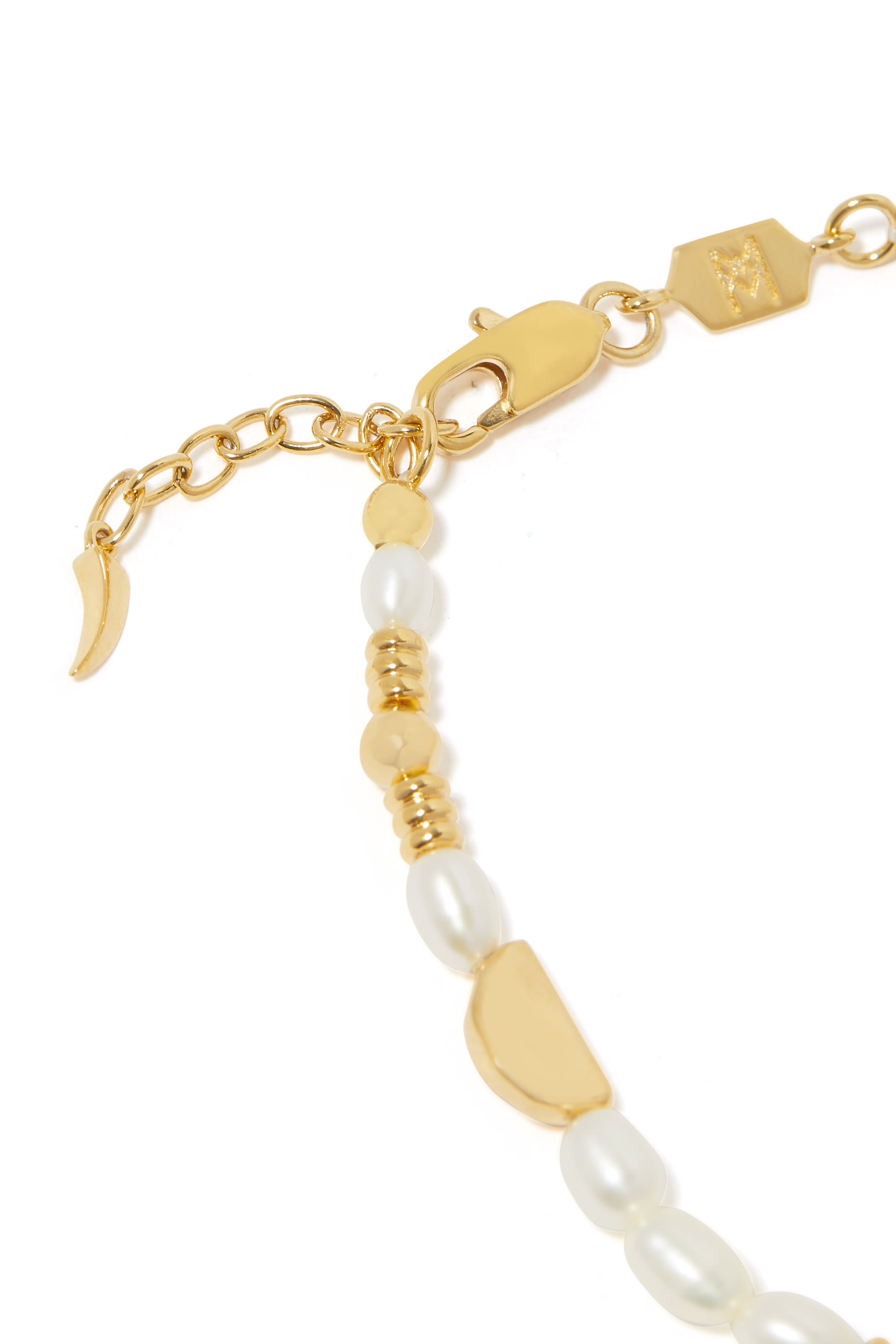 Zenyu Pearl Beaded Charm Bracelet, 18K Gold-Plated Brass & Pearls