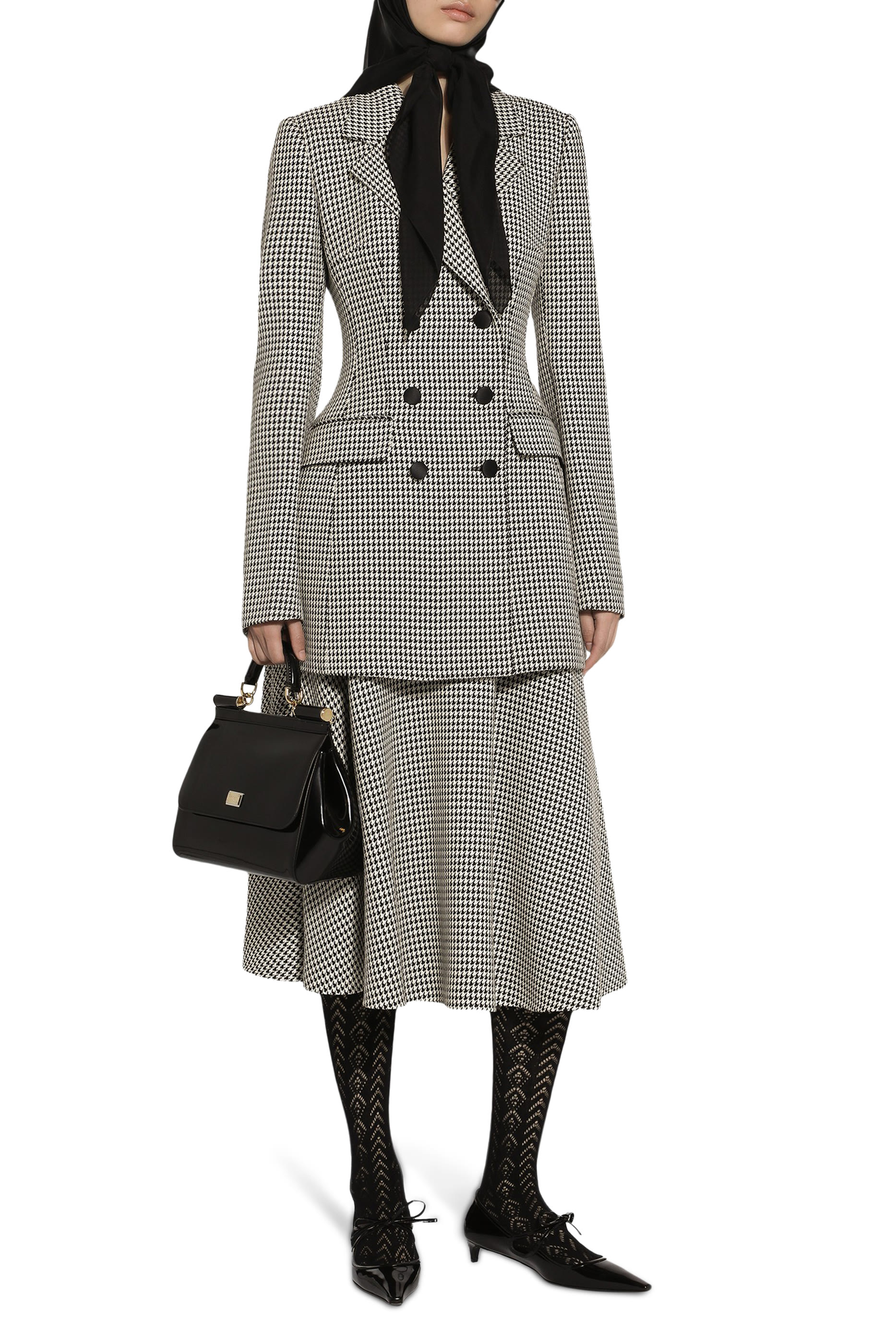 Double-Breasted Houndstooth Jacket