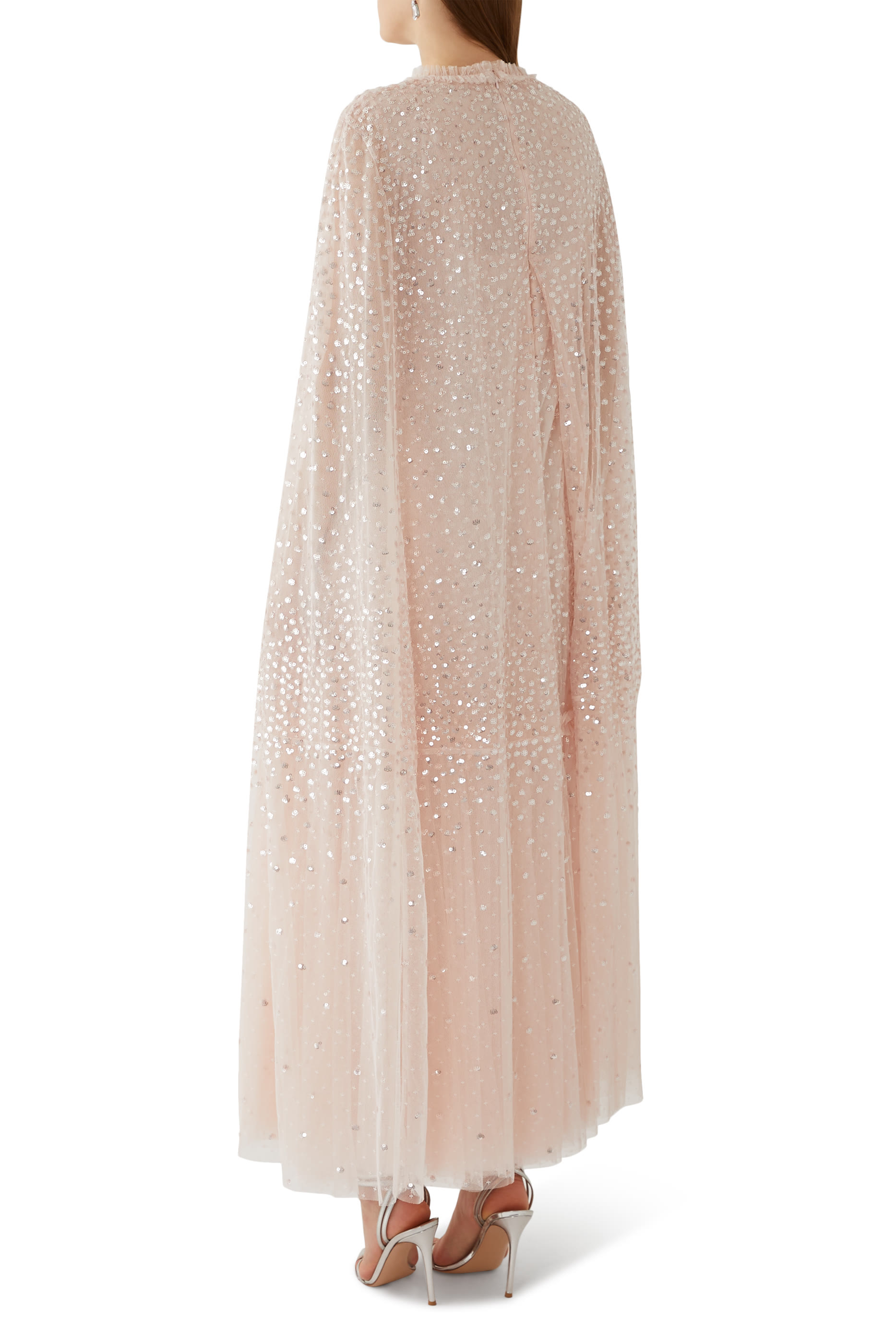 Scatter Dot Cape Tiered Ankle Gown