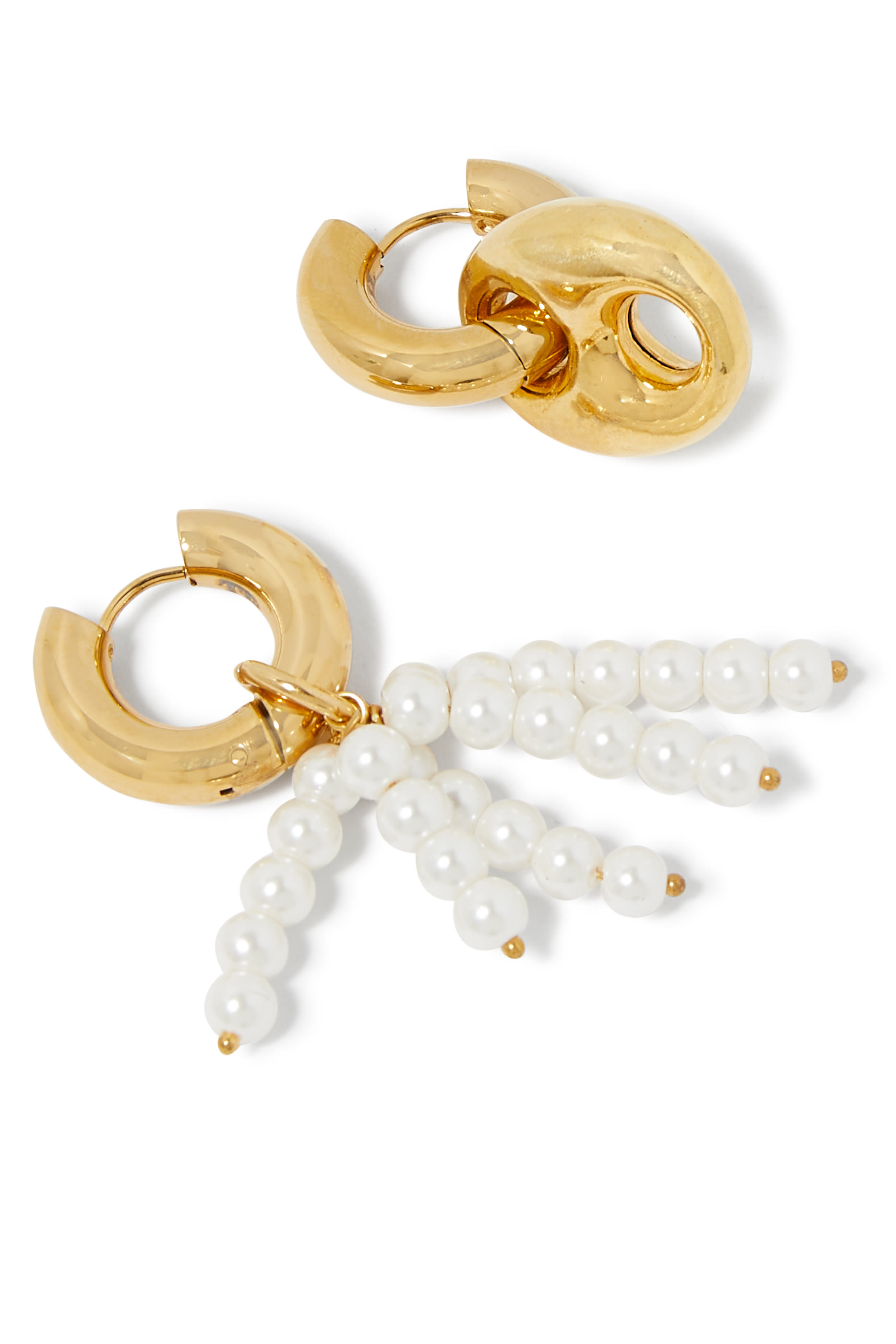 Mix & Match Earrings, 24k Gold-Plated Brass & Pearls