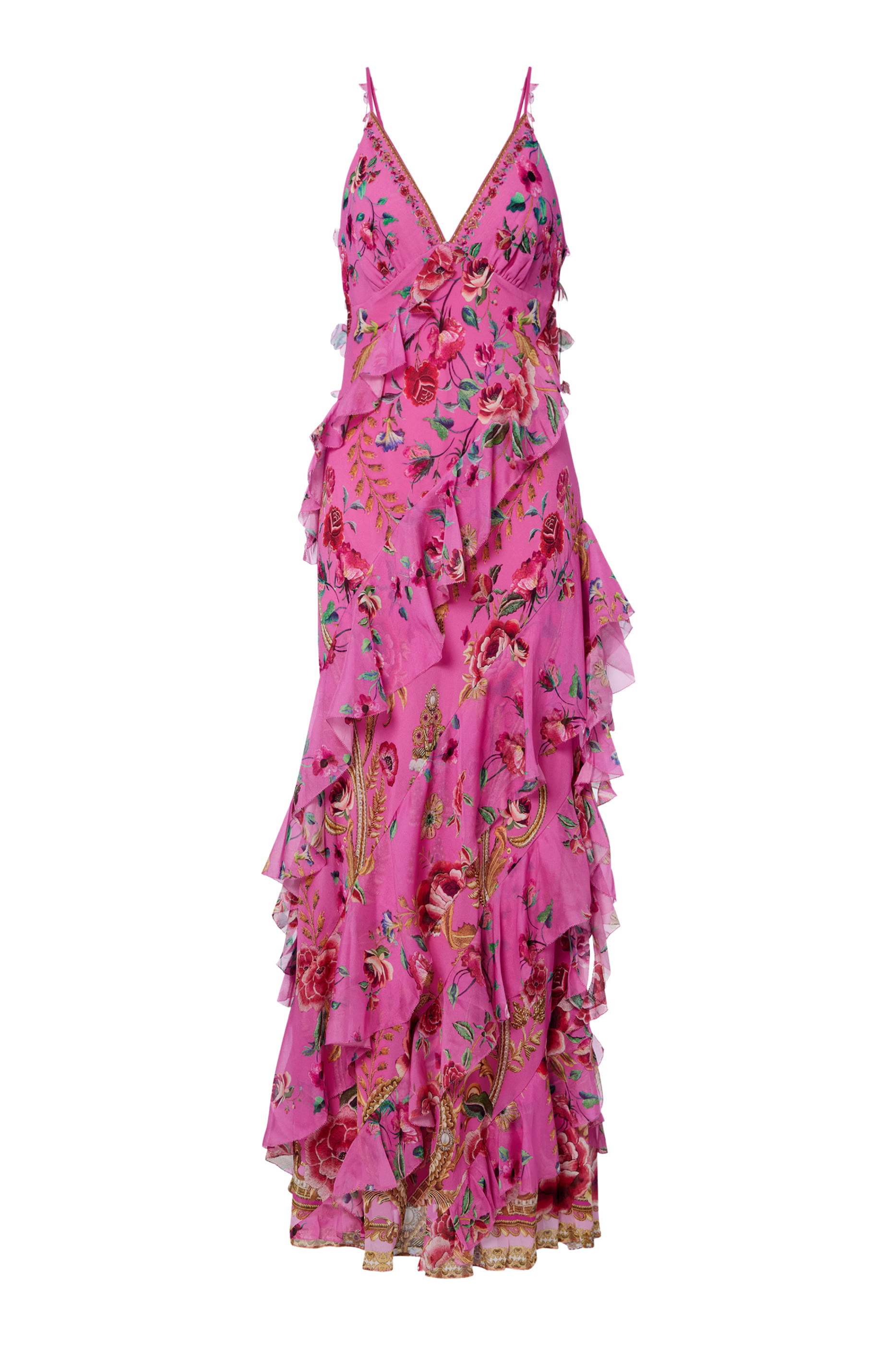 Asymmetrical Ruffle Slip Dress