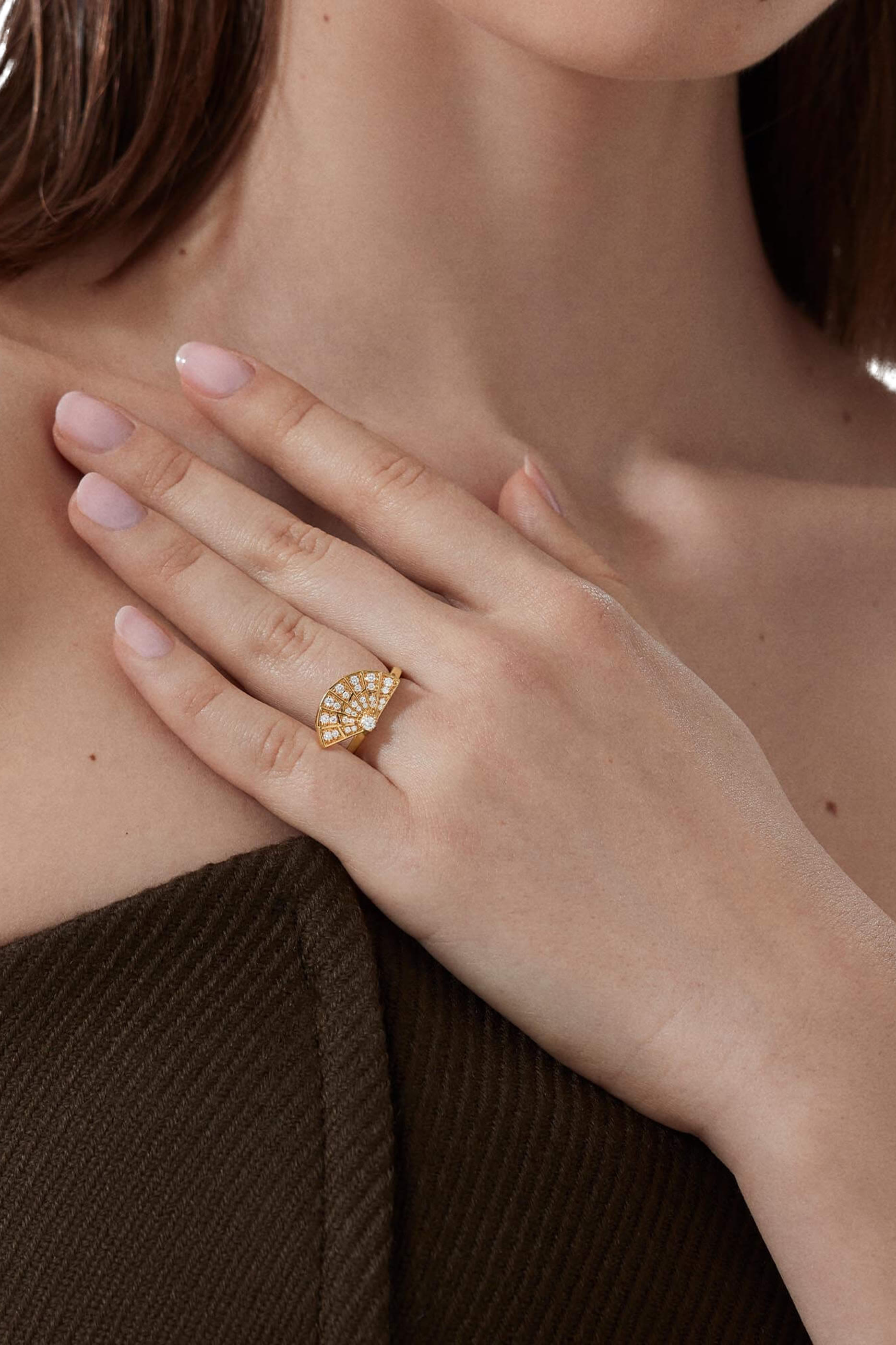 Fanfare Symphony Mini Icons Diamond Ring, 18K Yellow Gold & Diamonds