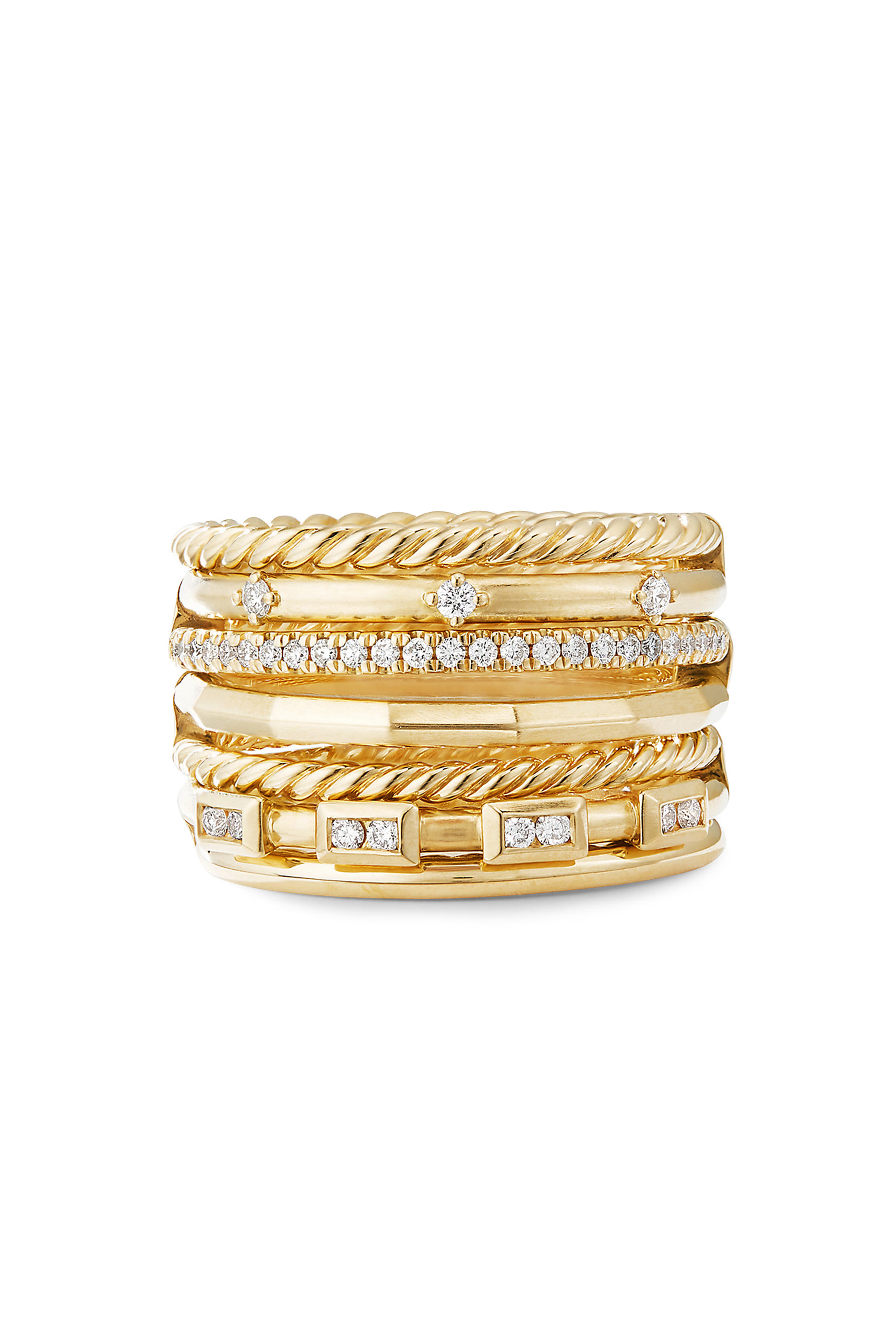 Stax Seven Row Ring, 18k Yellow Gold, & Diamonds