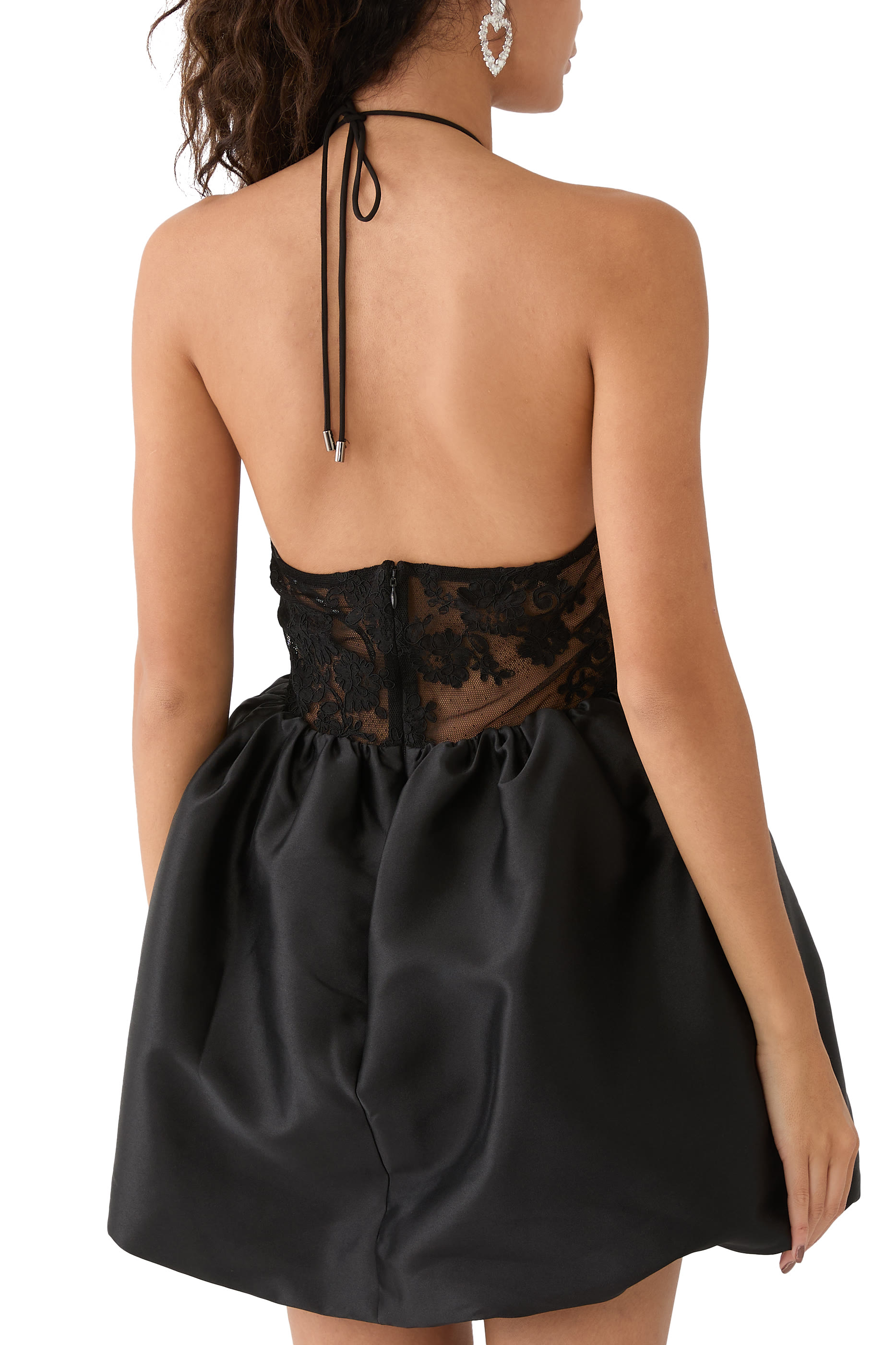 Taffeta Halterneck Mini Dress