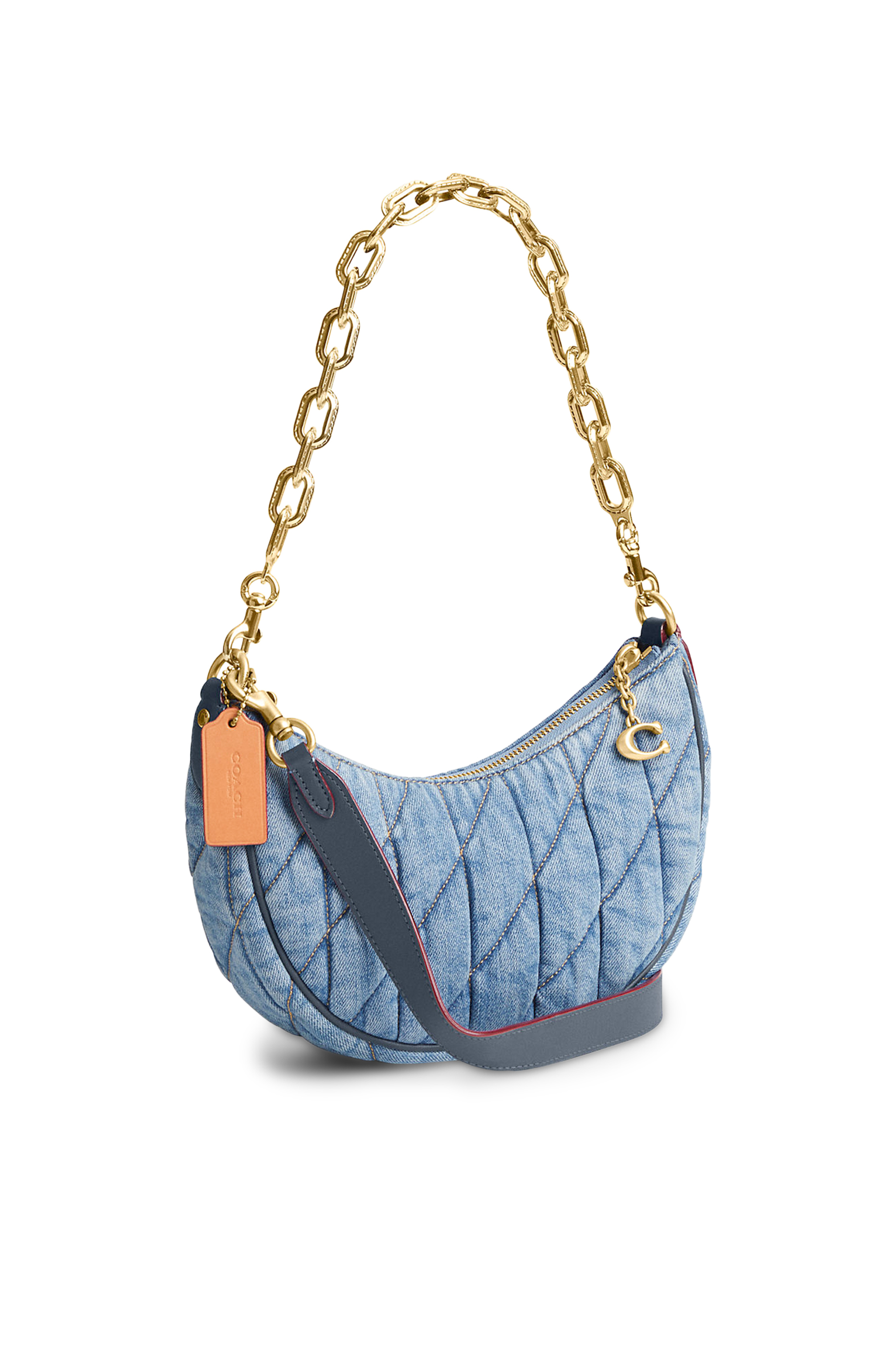 Mira Denim Shoulder Bag with Quilting