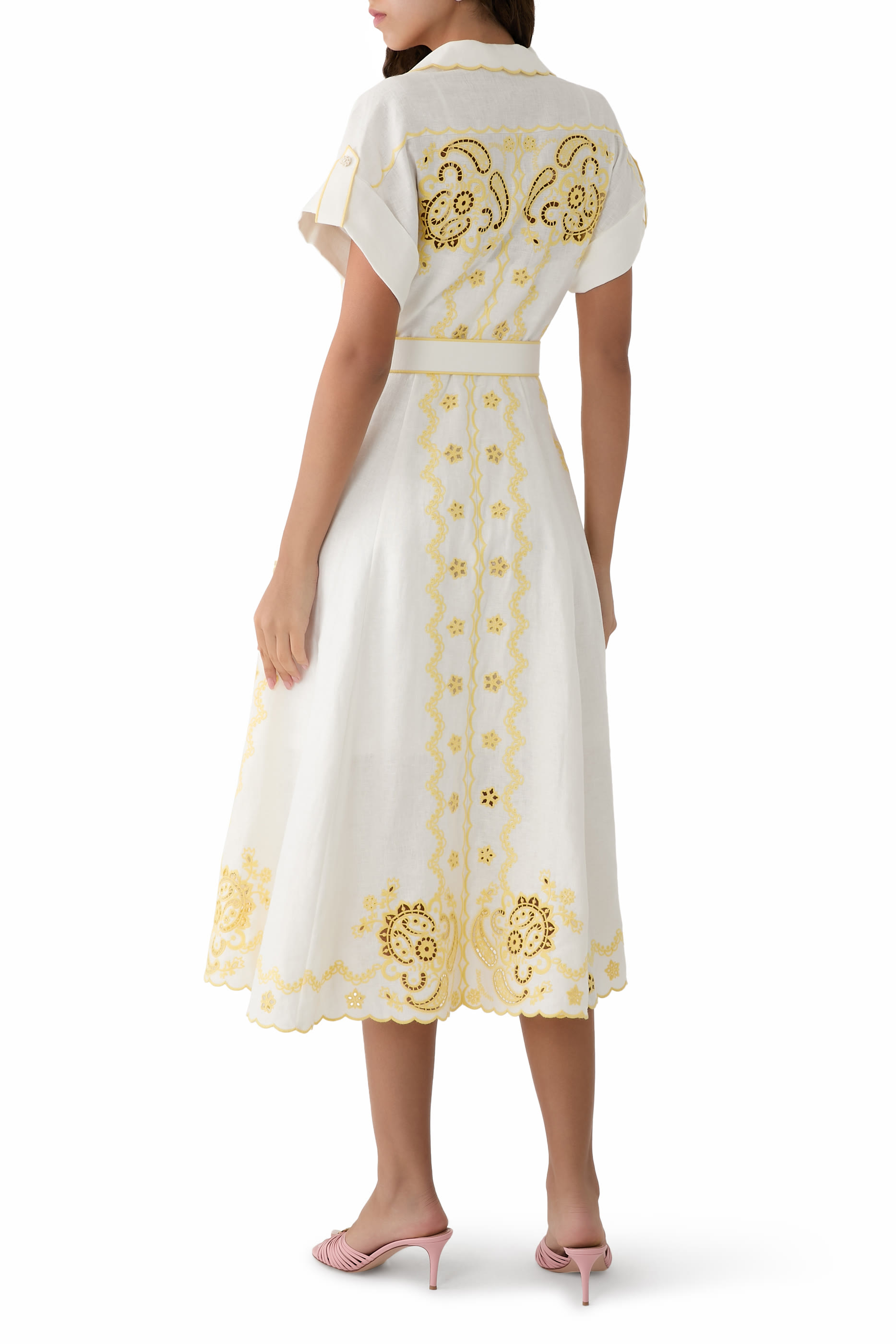 Lucky Embroidered Midi Dress