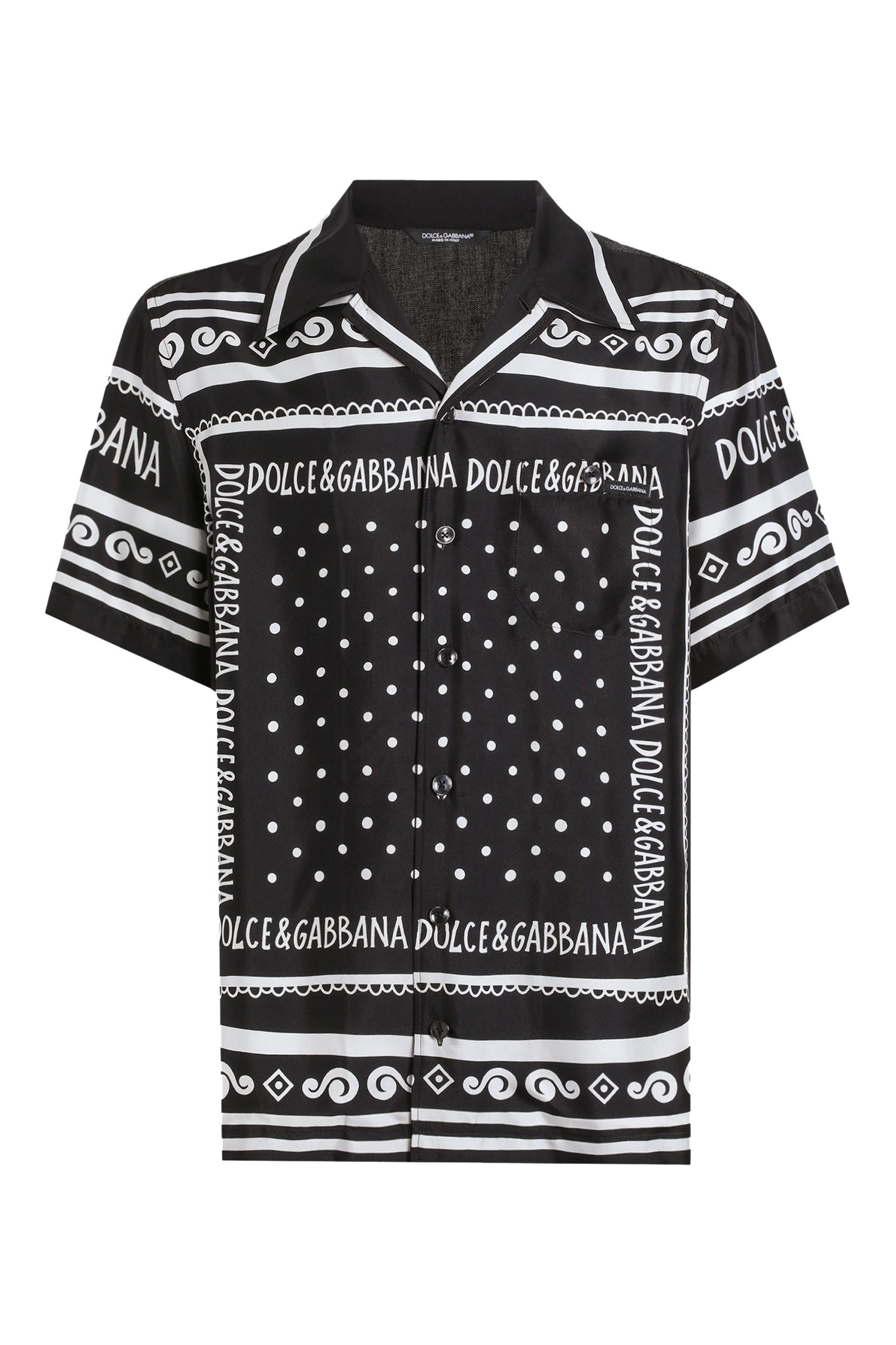 Printed Silk and Denim Shirt