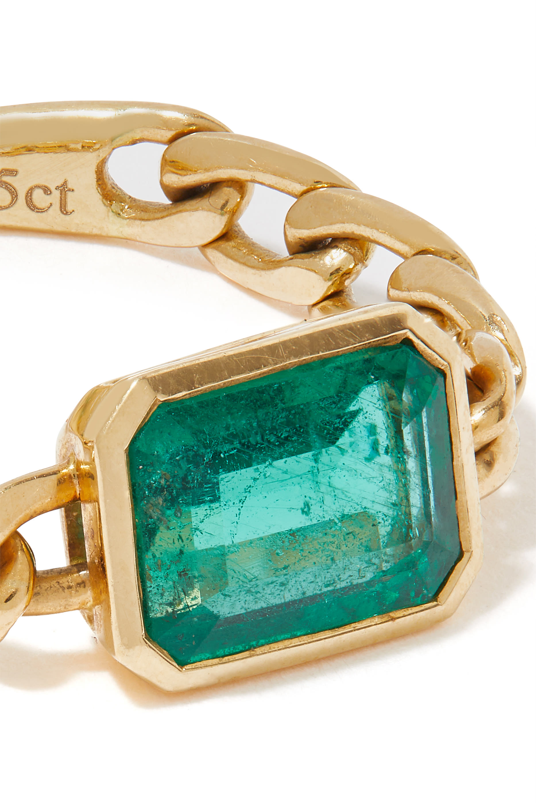 Vintage Thick Chain, 18k Yellow Gold & Emerald