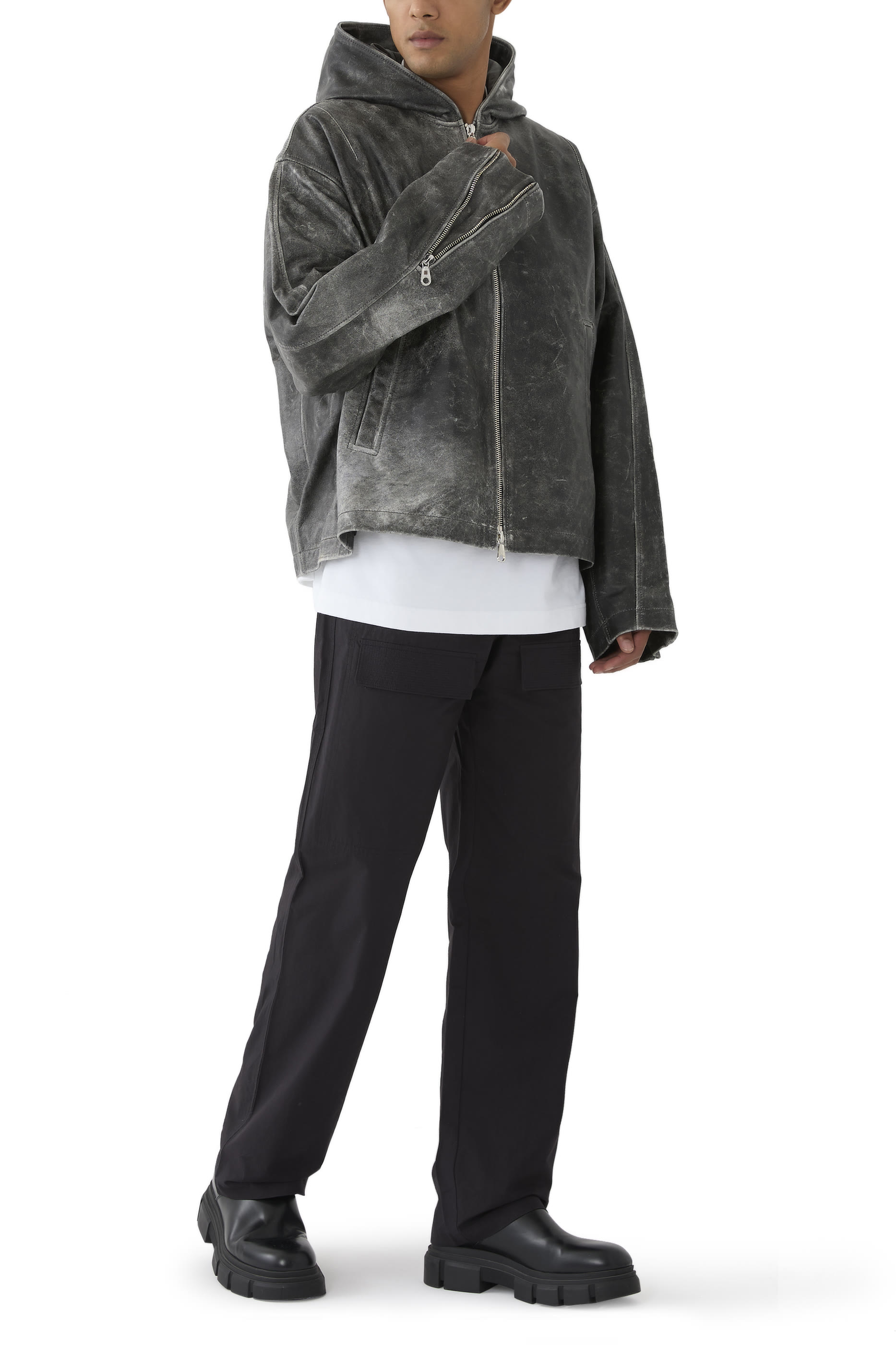 Hooded Leather Jacket