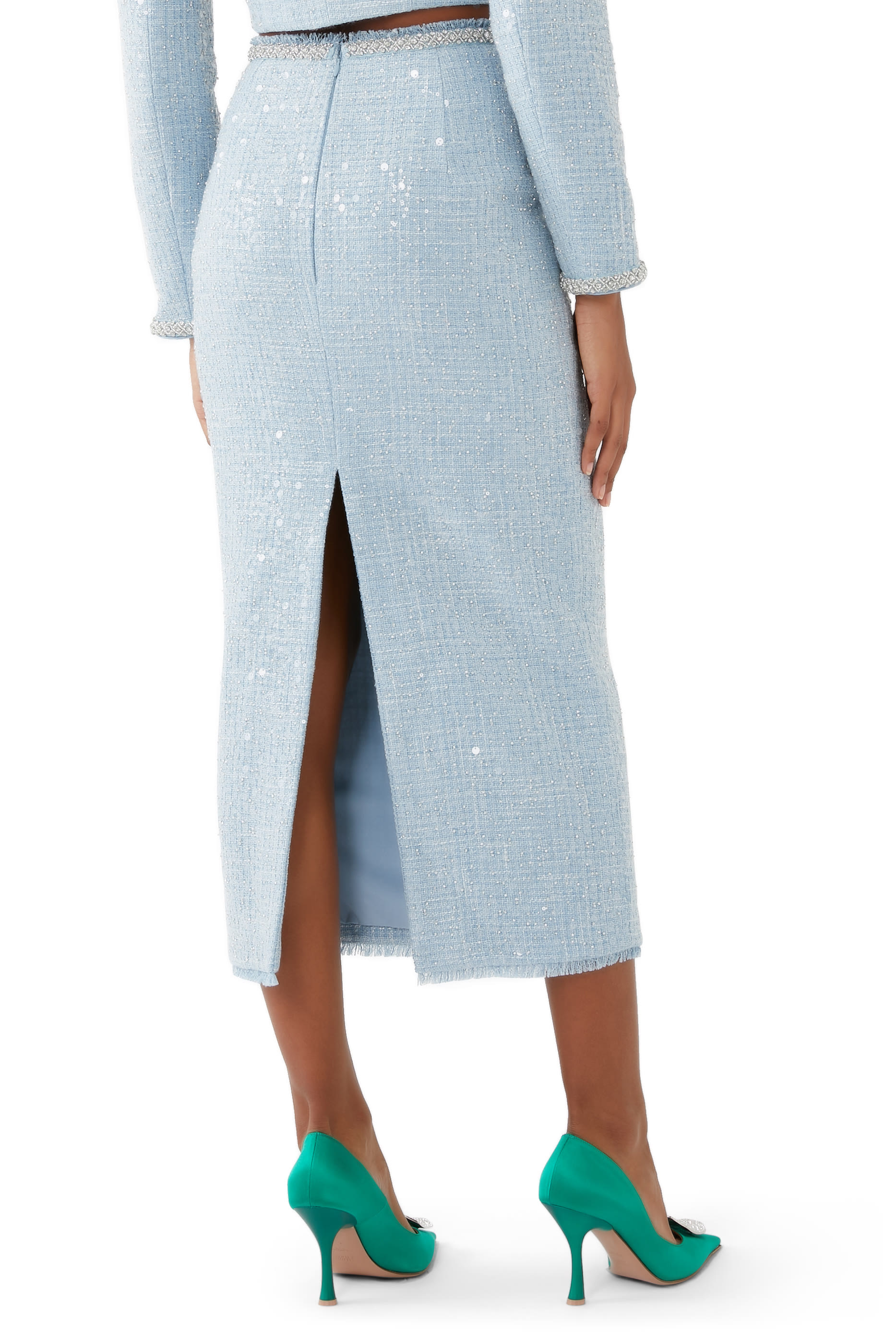 Sequin Boucle Midi Skirt