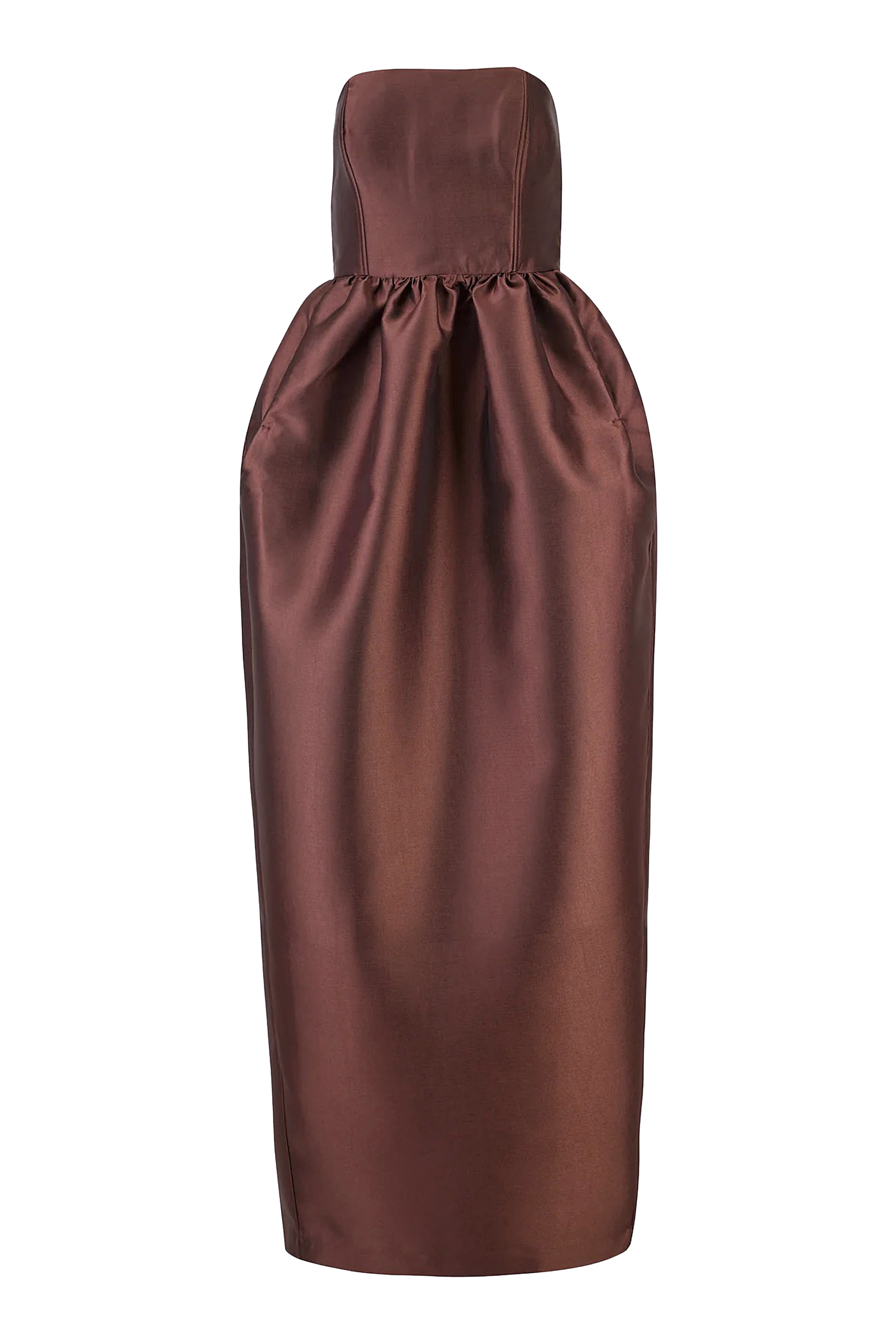 Heavy Satin Strapless Tulip Long Dress