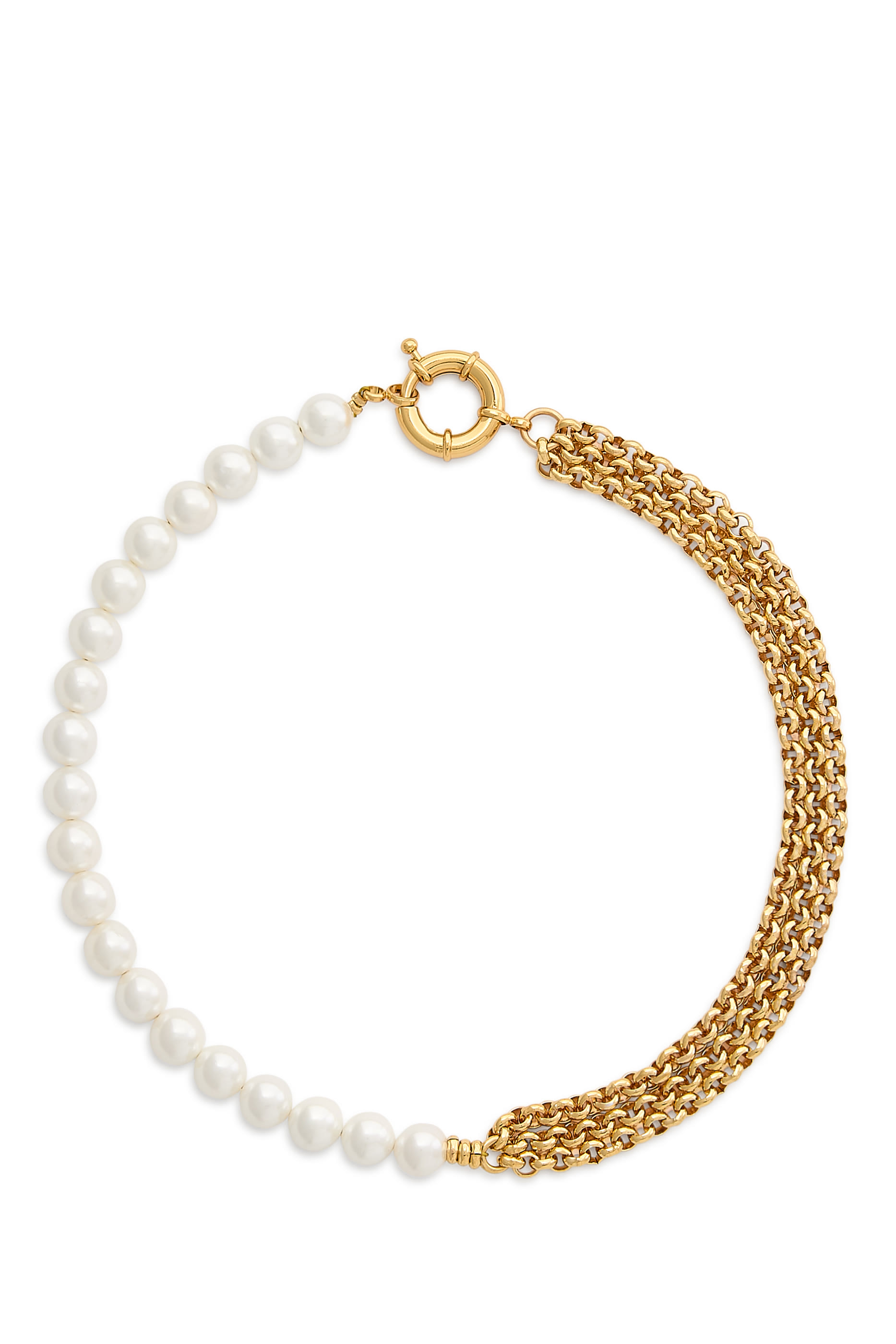 Gold and Pearl Necklace, 24K Yellow Gold & Pearl