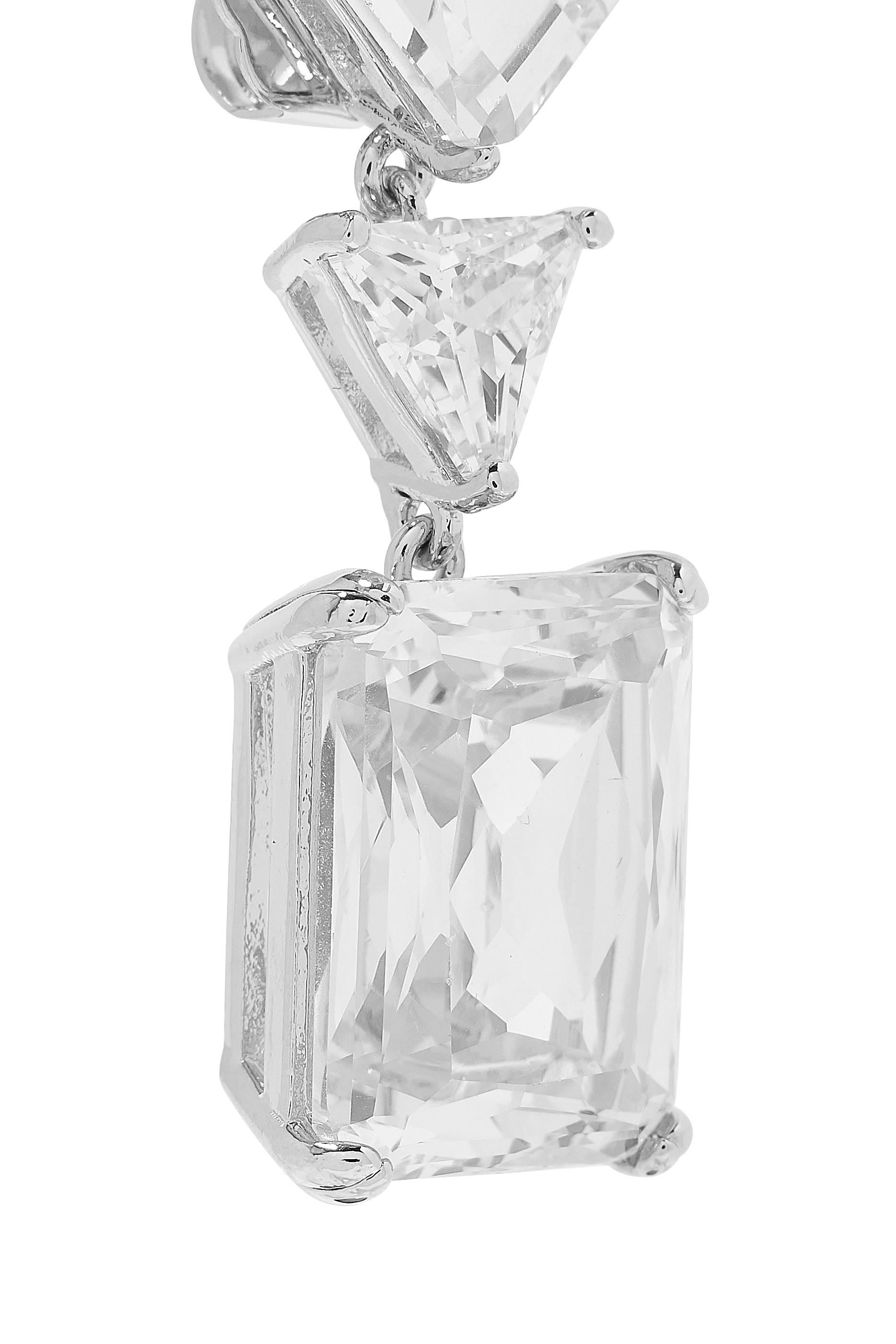 Multi-Shape Tiered Earrings, Plated Brass & Cubic Zirconia