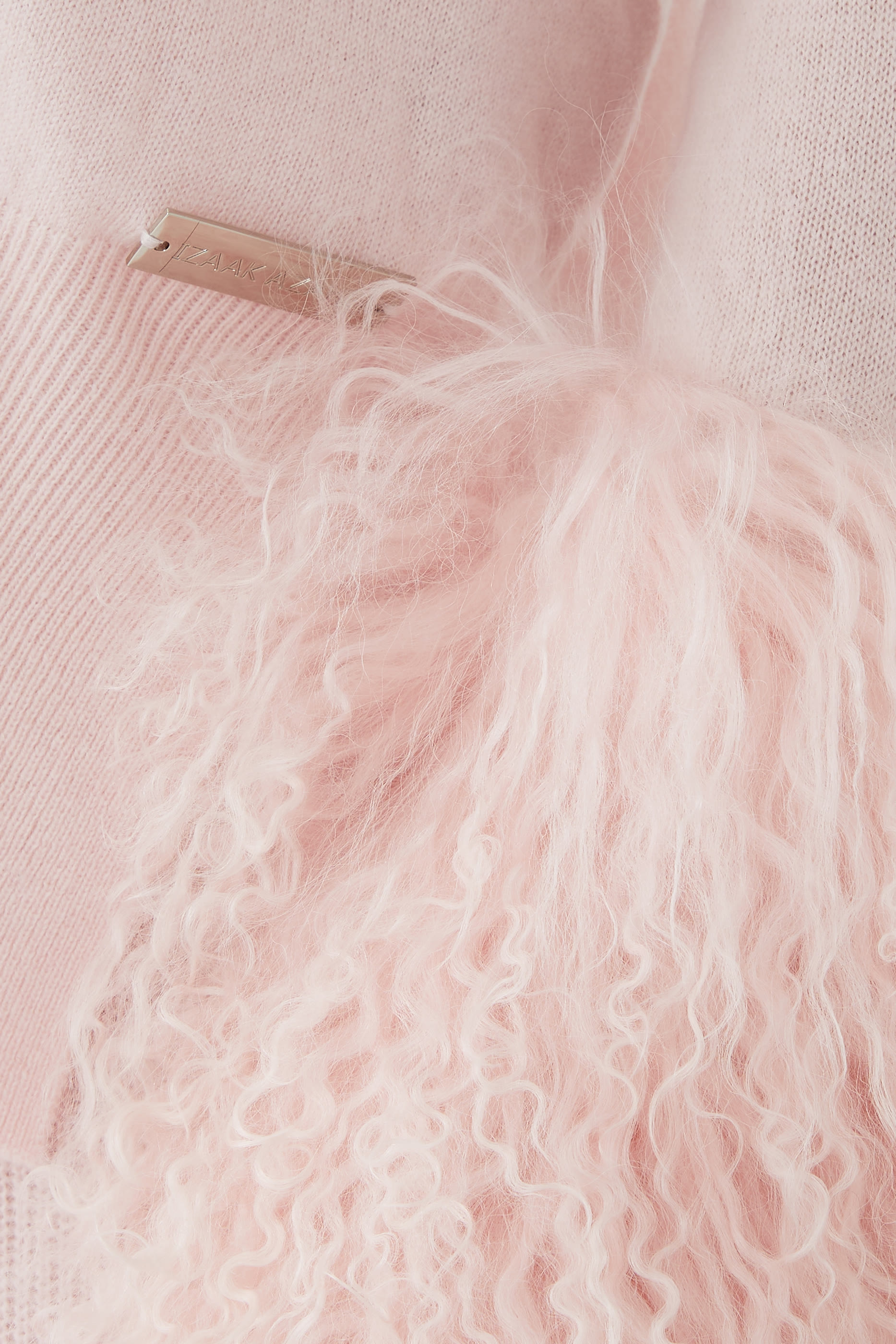 Round Neck Sweater with Shearling Cuff