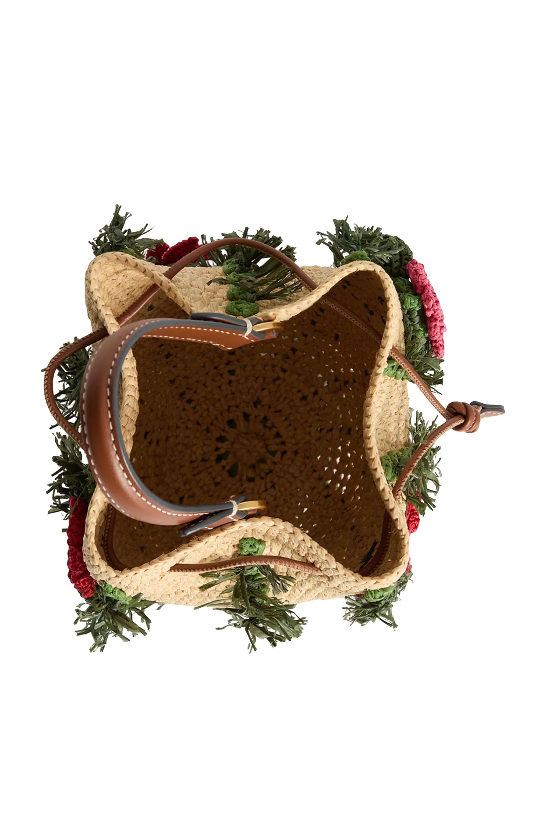 Raffia Floral Bucket Bag