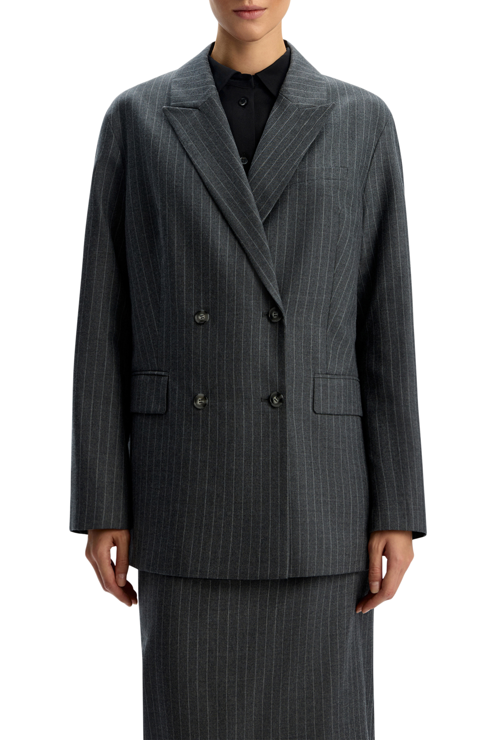  Pinstriped Wool Blazer