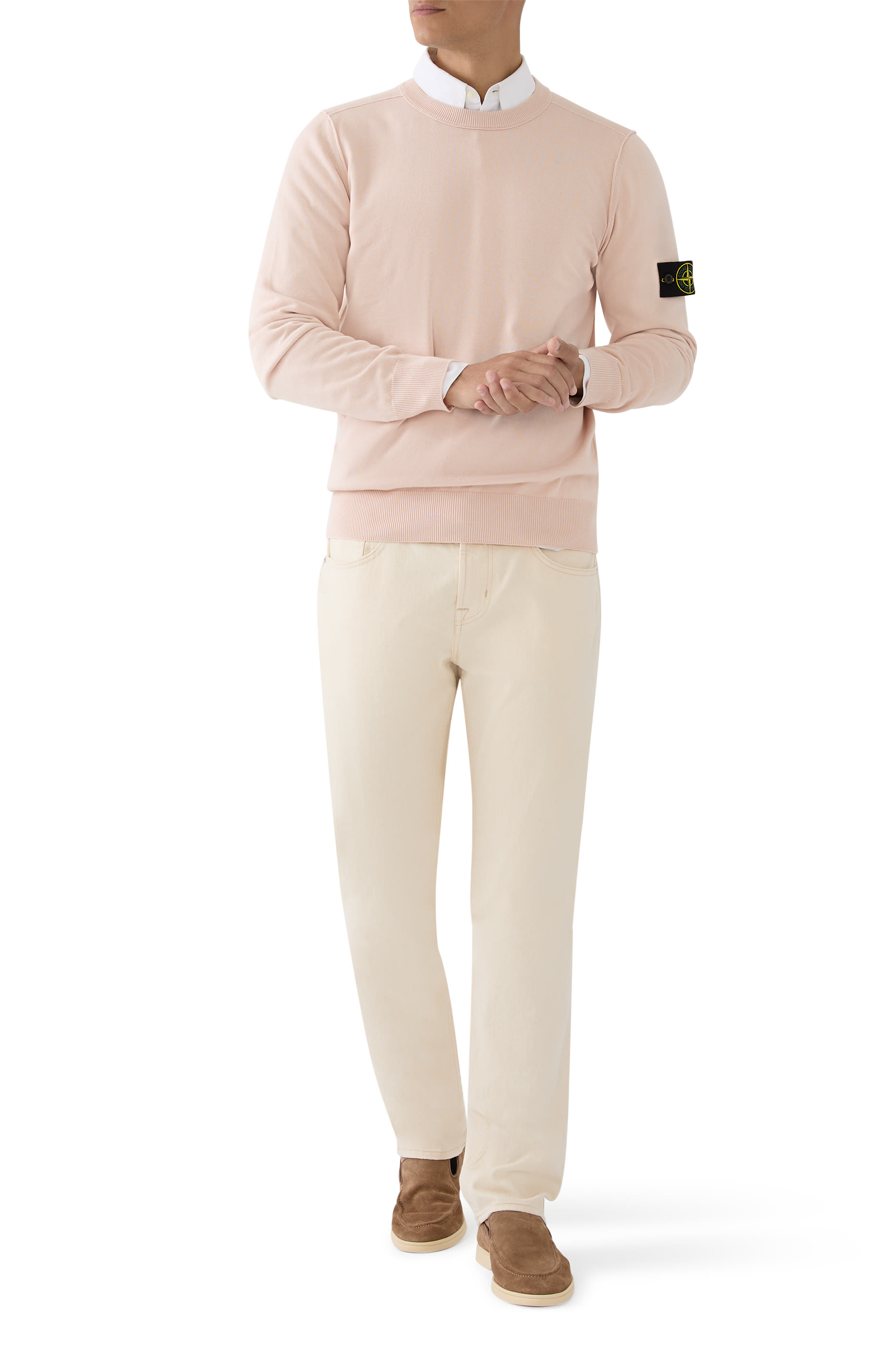 Logo Patch Cotton Fleece Crewneck Sweatshirt