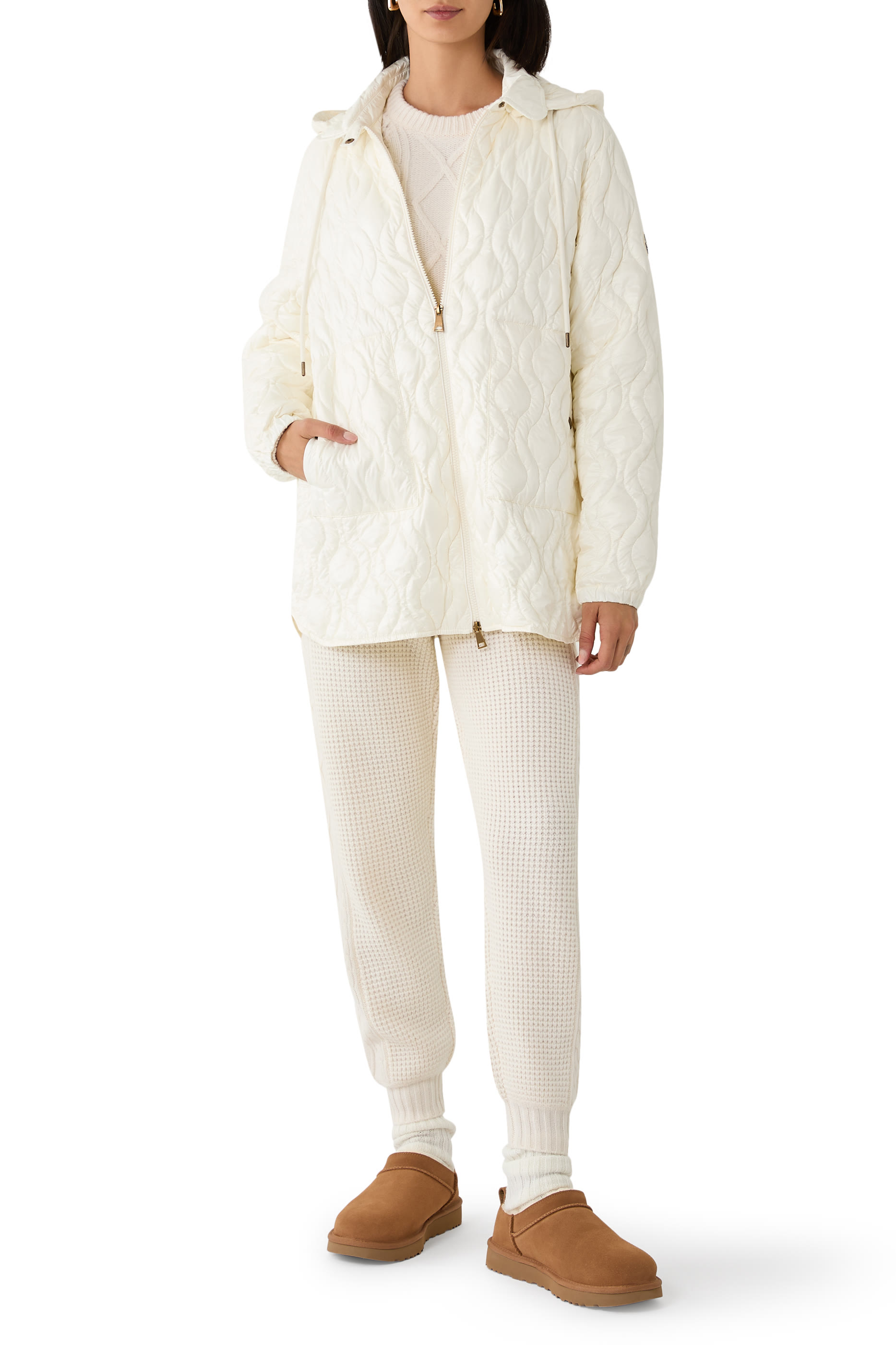 Balette Geometric Quilted Mid-Length Down Jacket 