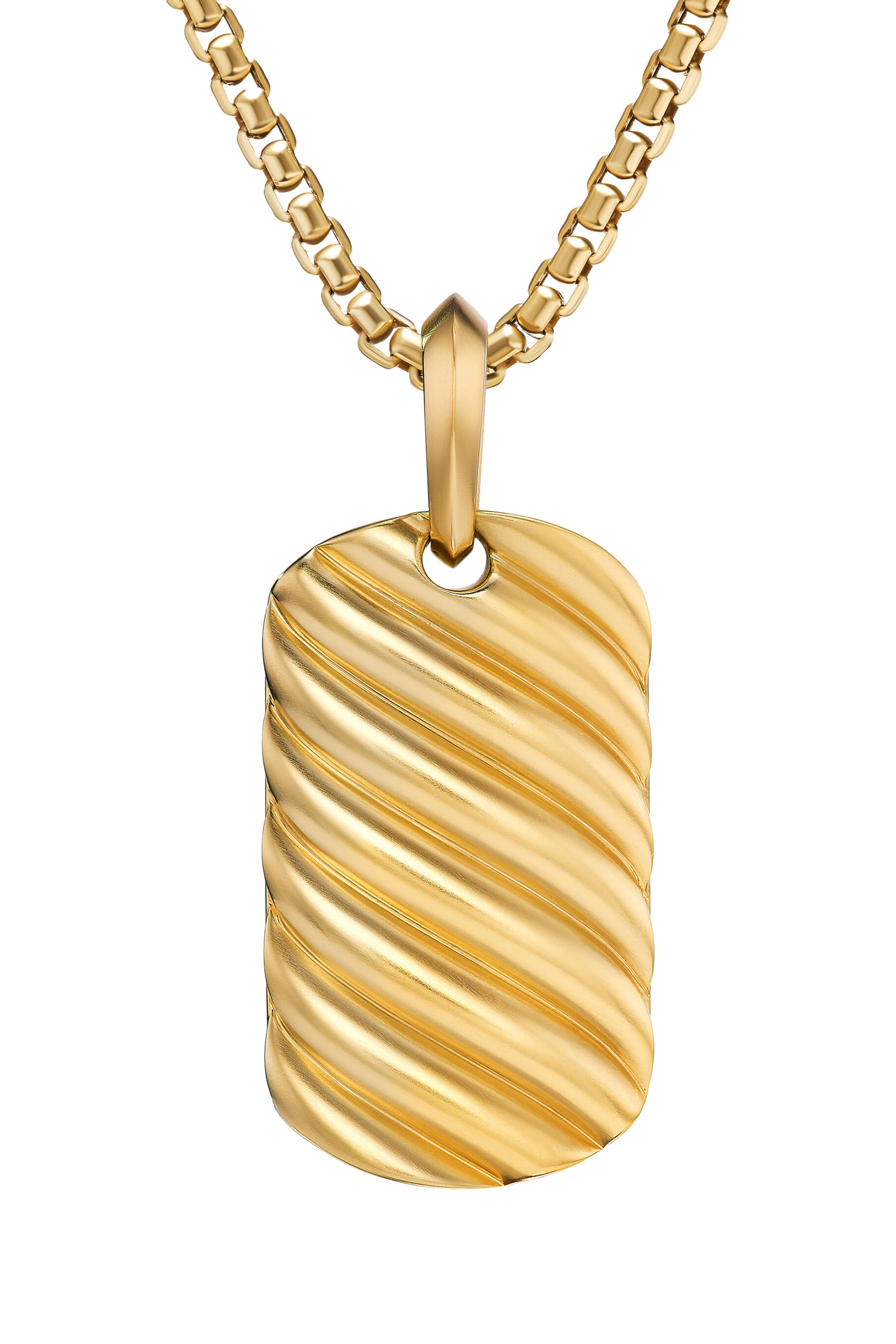 Sculpted Cable Tag, 18K Yellow Gold