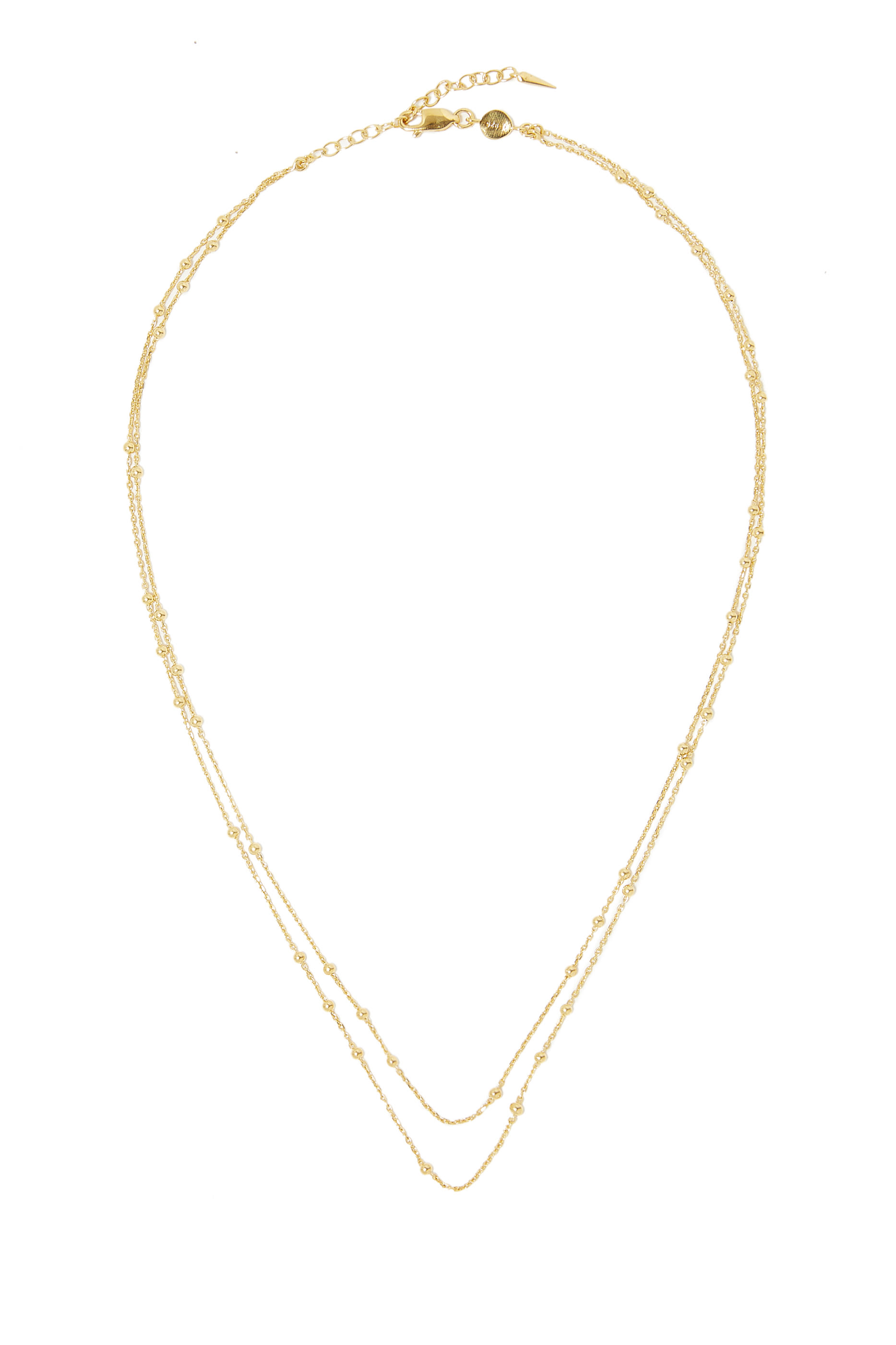 Double Chain Necklace, 18k Yellow Gold & Sterling Silver