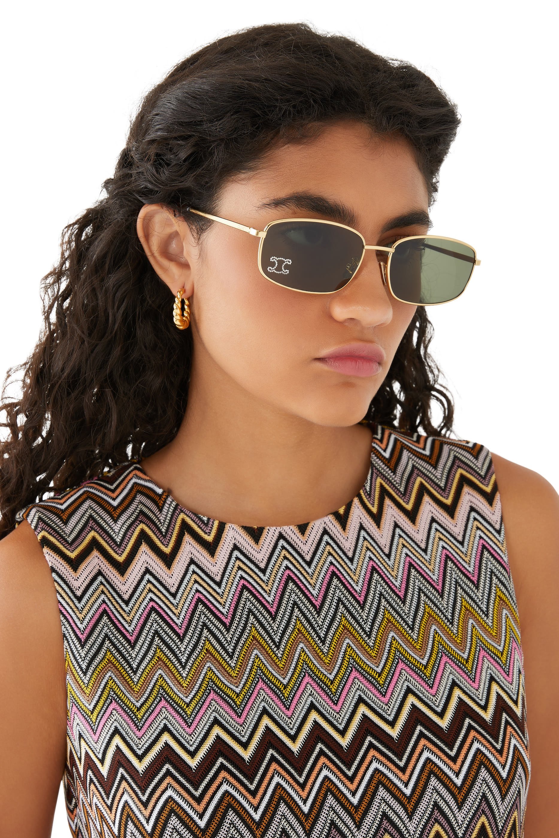 Metal Triomphe Rhinestone Sunglasses